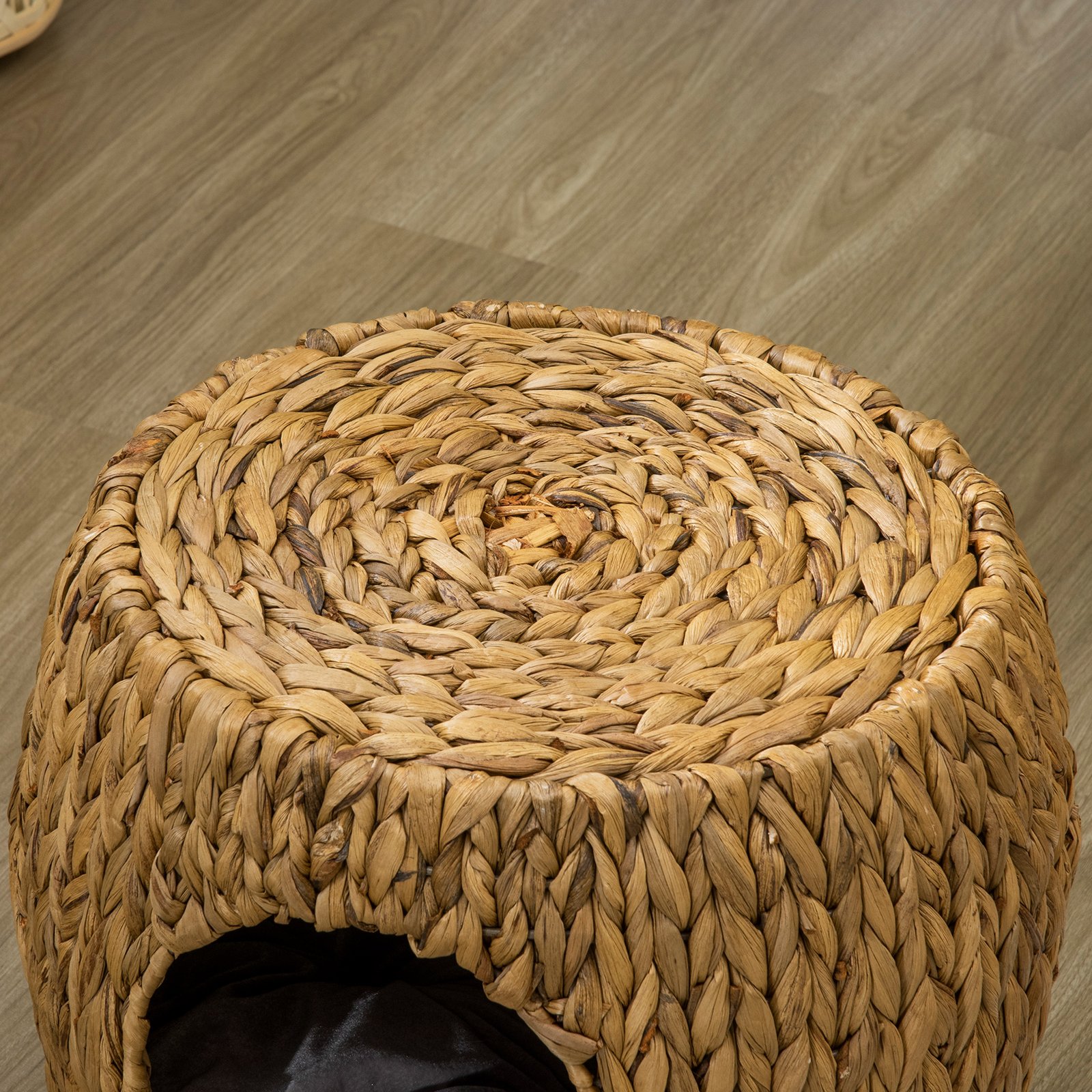 Wicker Cat Bed Cat House Stool with Washable Cushion, 44 x 43 x 41cm - Image 8