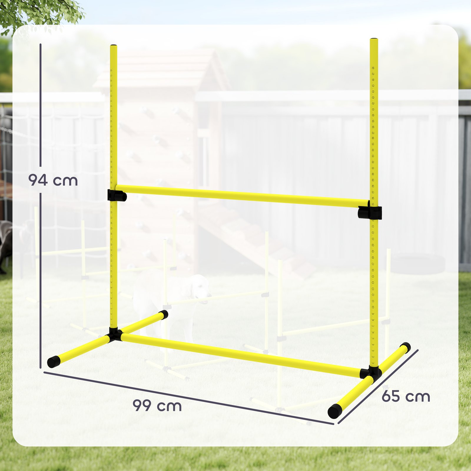 4 Pieces Dog Agility Training Equipment, Adjustable Height Jumps Hurdle with Carrying Bag for Outdoor, Yellow
