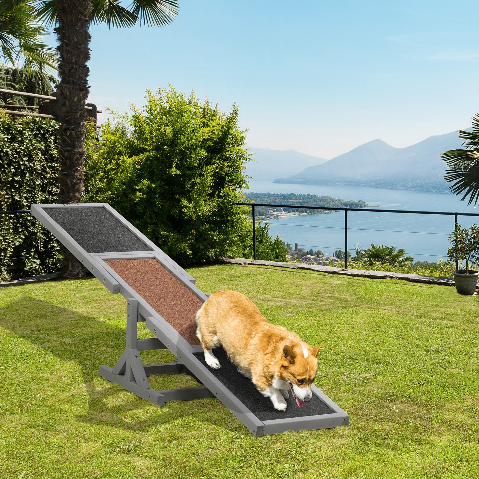 Wooden Pet Seesaw for Big Dogs, Dog Agility Equipment with Anti-Slip Surface - Grey - Image 9