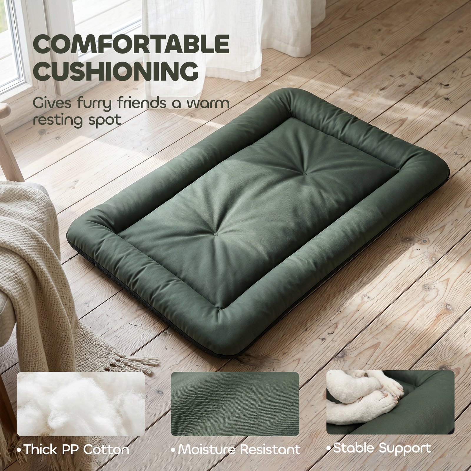 Waterproof Dog Bed, Foldable Pet Bed with Anti-Slip Bottom, Machine Washable for Small Puppies and Cats, 90 x 60 x 5 cm
