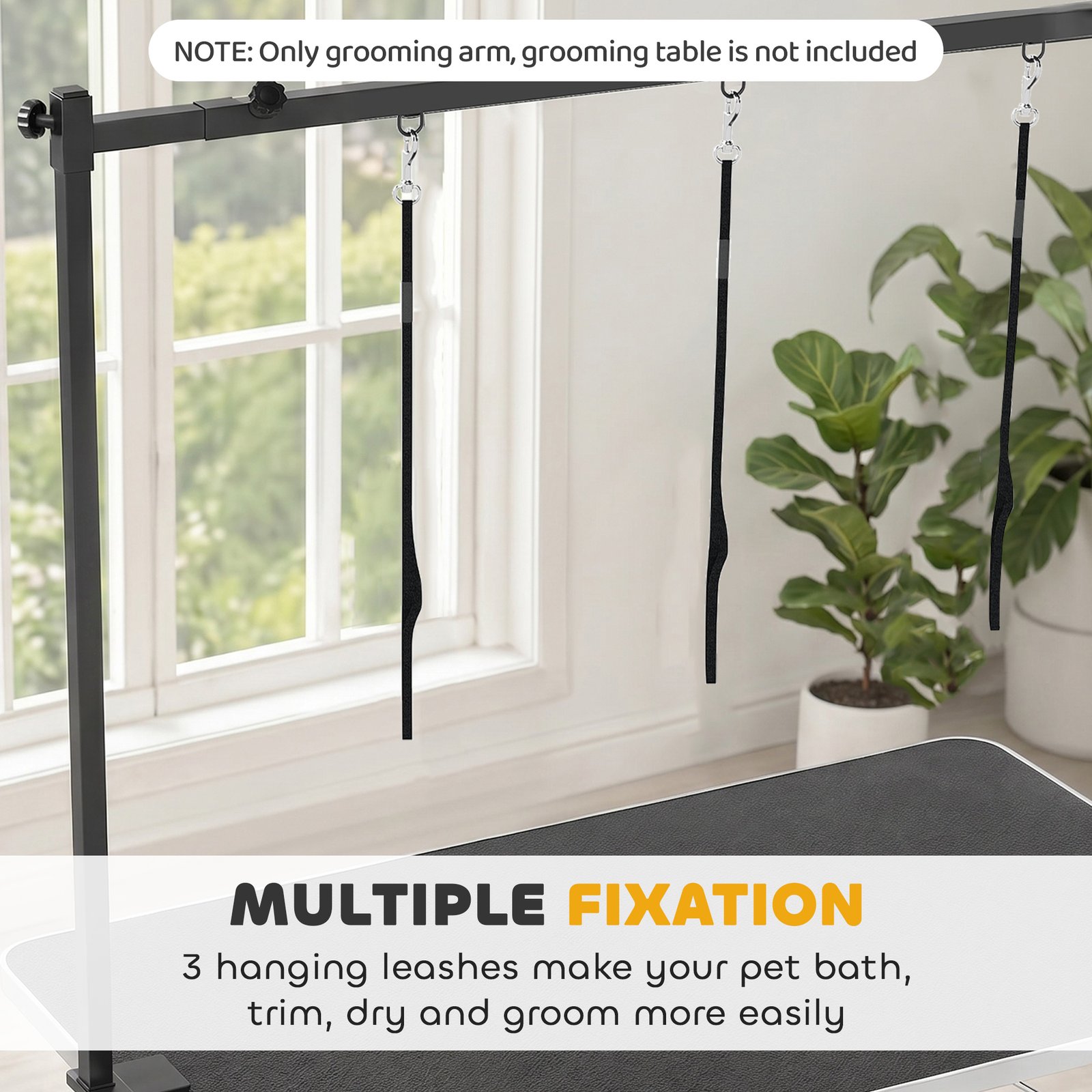 Dog Grooming Arm Adjustable H-Shape Dog Grooming Table Arm with Clamp and 3 Nooses Black - Image 6