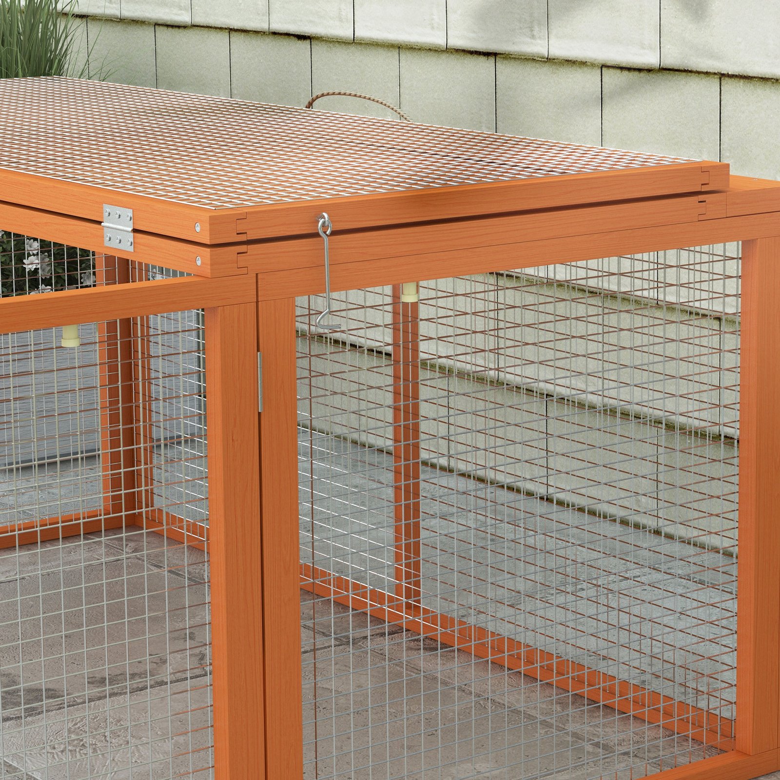 Wooden Folding Rabbit Hutch, for 2-3 Rabbits - Orange - Image 8