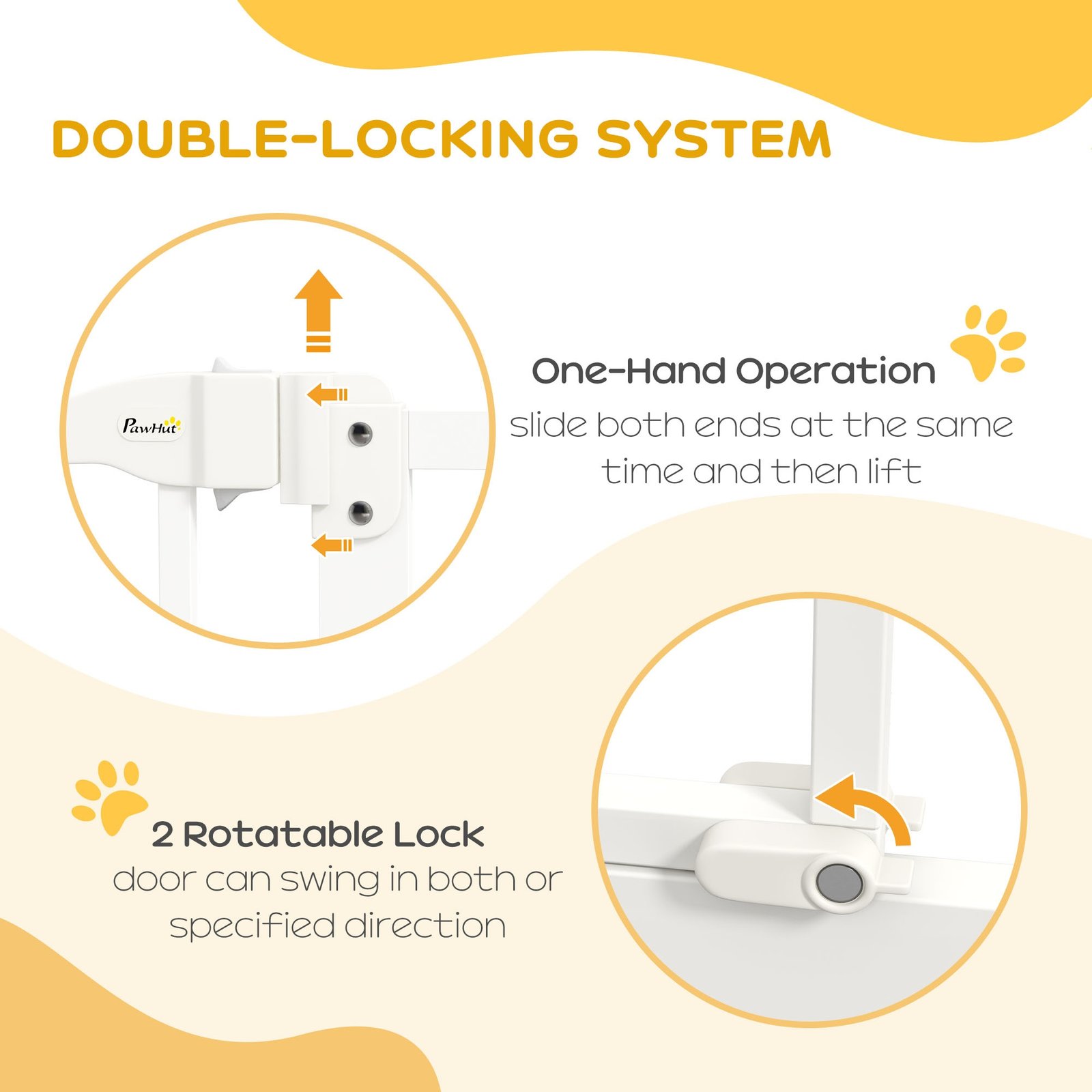 Pressure Fit Dog Stair Gate No Drilling Safety Gate Auto Close for Doorways, Hallways, 74-80cm Adjustable, 94cm Tall, White