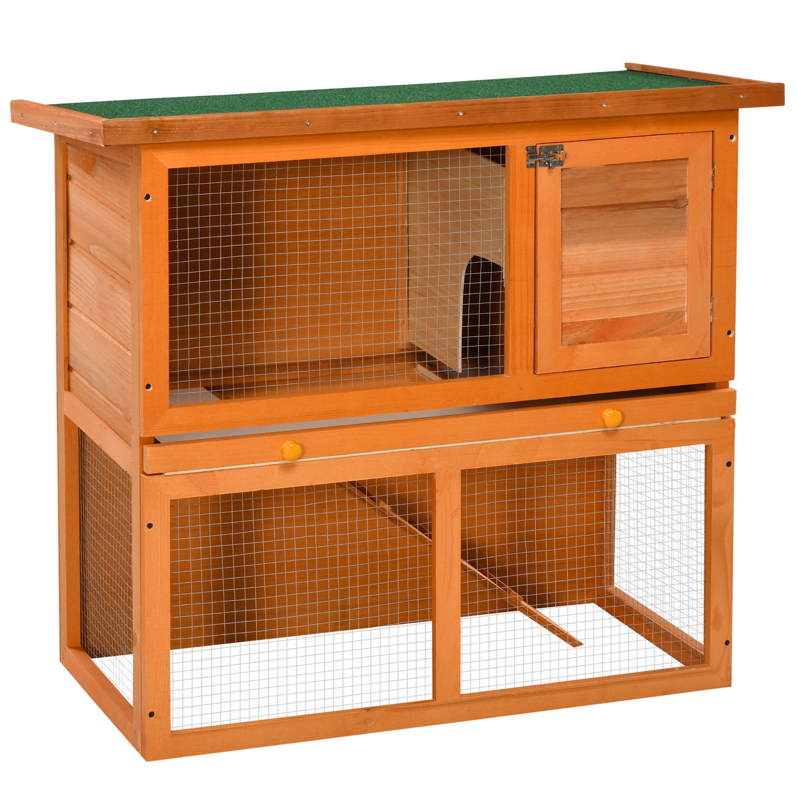 Two-Tier Rabbit Hutch, Wooden Outdoor Pet Cage, with Opening Top