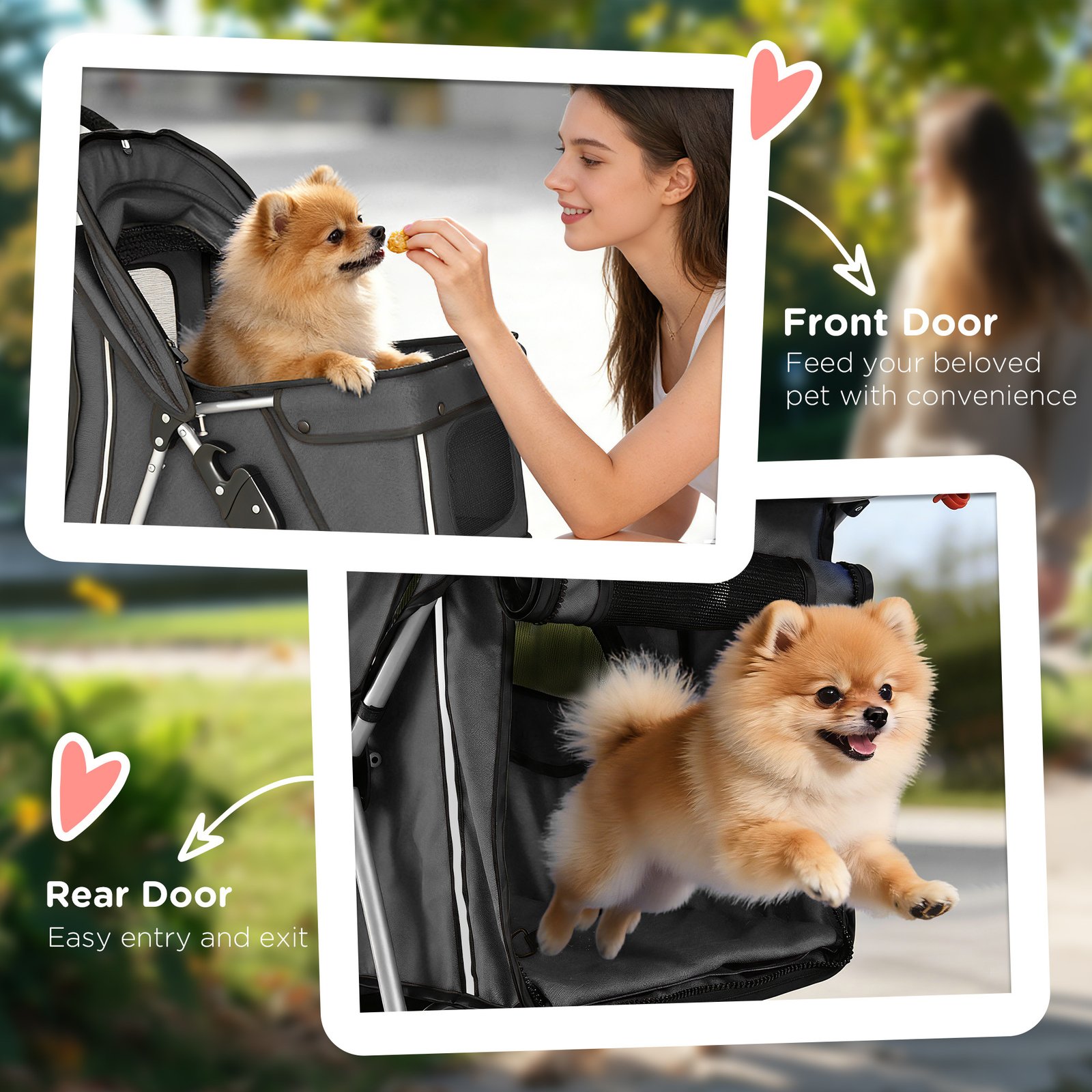 Dog Stroller, 3 Wheels Foldable Pet Stroller with Adjustable Canopy, Storage Basket for Small Mini Breeds, Dark Grey
