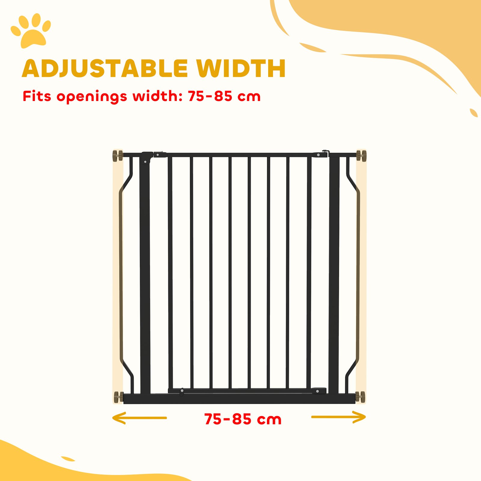 Extra Wide Dog Gate, with Door Pressure, for Doorways, Hallways, Staircases - Black - Image 4
