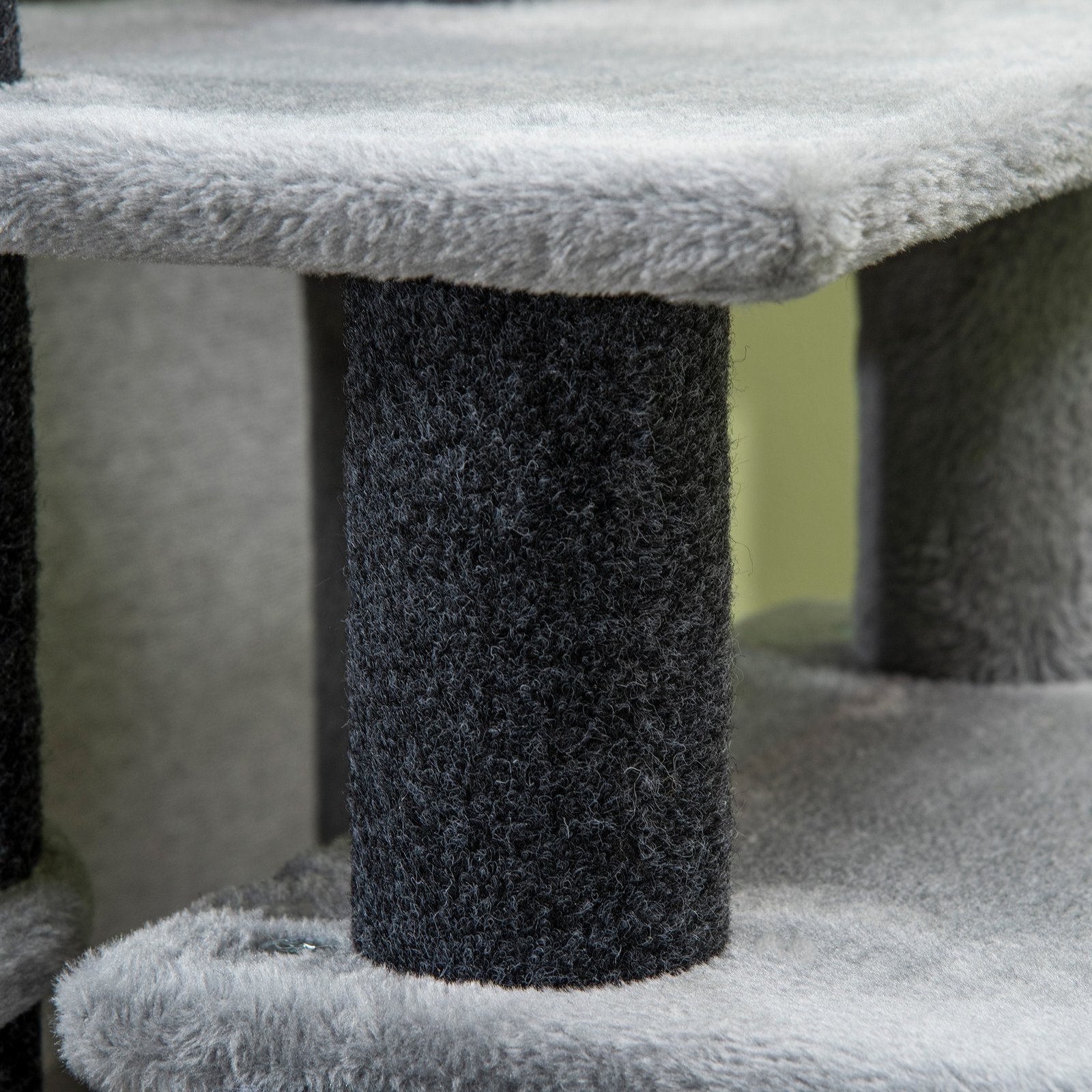Adjustable Cat Steps, with House & Hanging Toy Ball - Grey