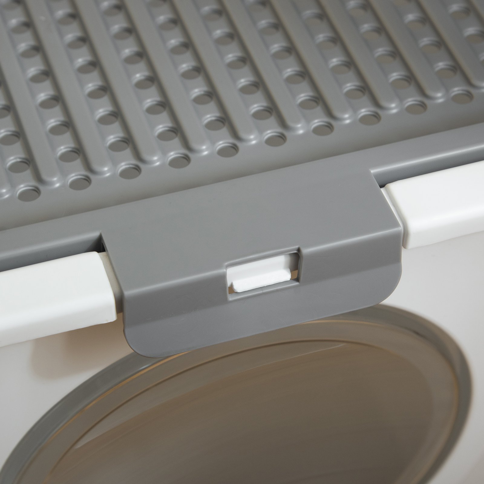 Cat Litter Box, Pet Toilet, Enclosed Kitten Pan with Front Entrance Top Exit, High Side, Scoop, White