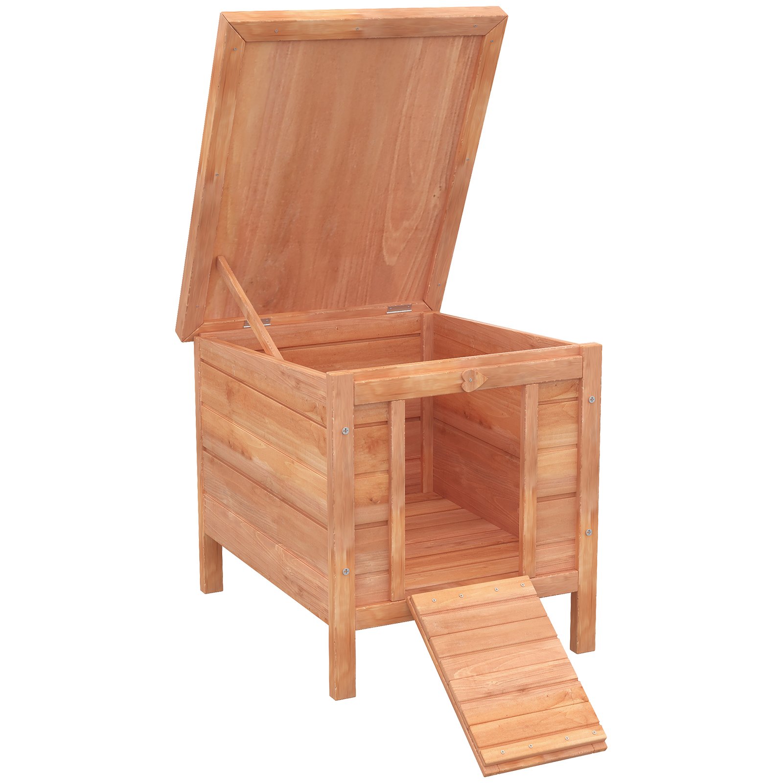 Wooden Rabbit Hutch Outdoor, Guinea Pig Hutch, Rabbit Hideaway, Cat Bunny Cage Small Animal Cage with Openable Roof, 51 x 42 x 43 cm, Natural