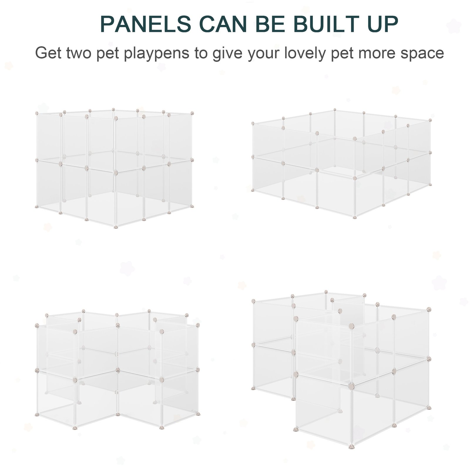 Pet Playpen DIY Small Animal Cage Open Enclosure Portable Plastic Fence 12 Panels for Hedgehog Guinea Pig White - Image 7