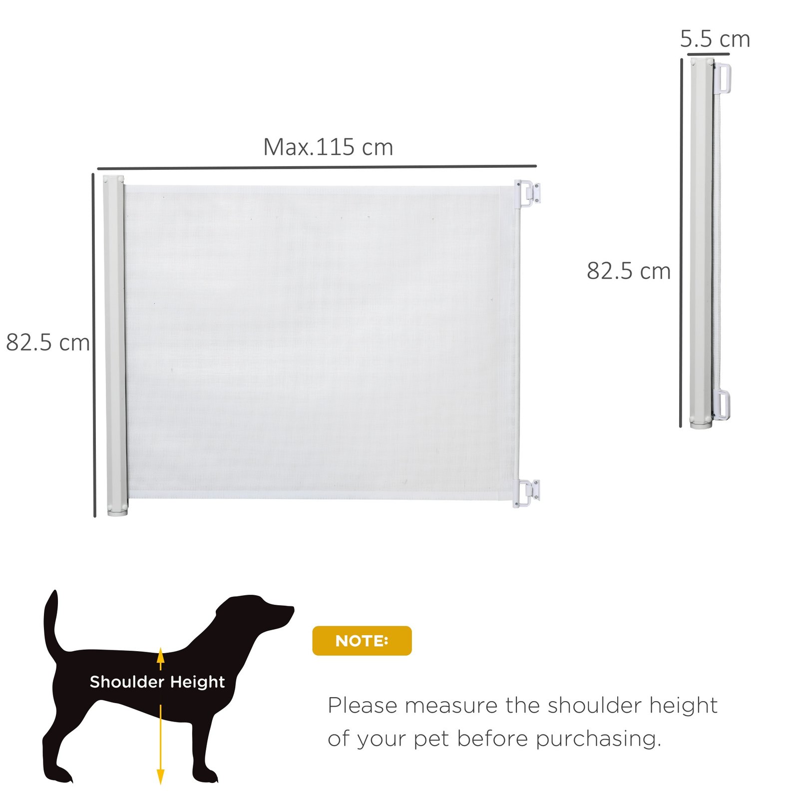 Retractable Stair Gate, Dog Pet Barrier, for Doorway, Staircase, Hallway - White