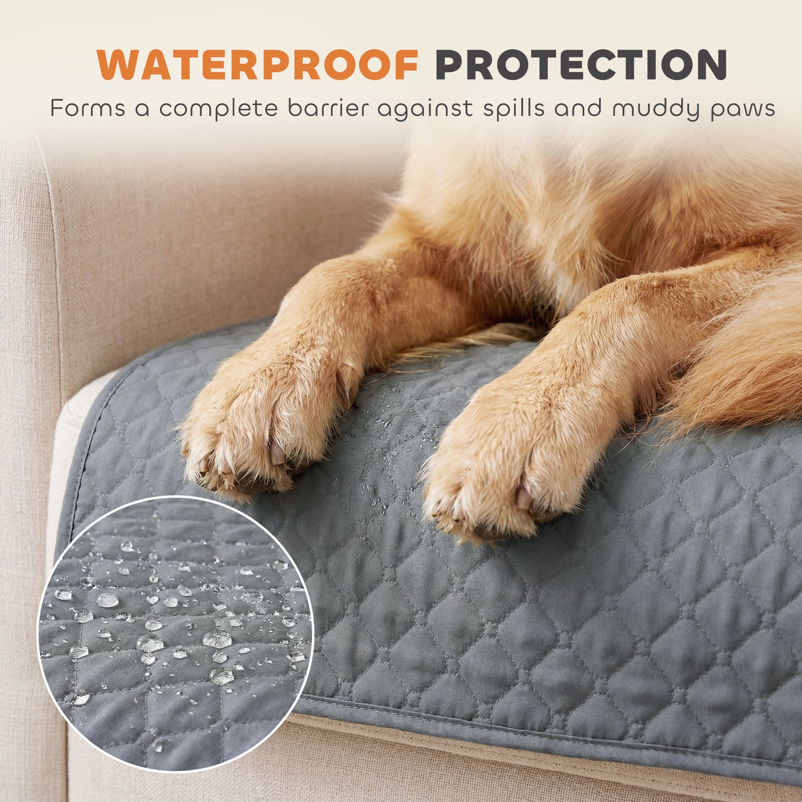 Waterproof Sofa Cover 2 Seater, Soft Couch Cover for Dogs Cats Pets, Non Slip Sofa Slipcoevr with Elastic Straps - Image 4