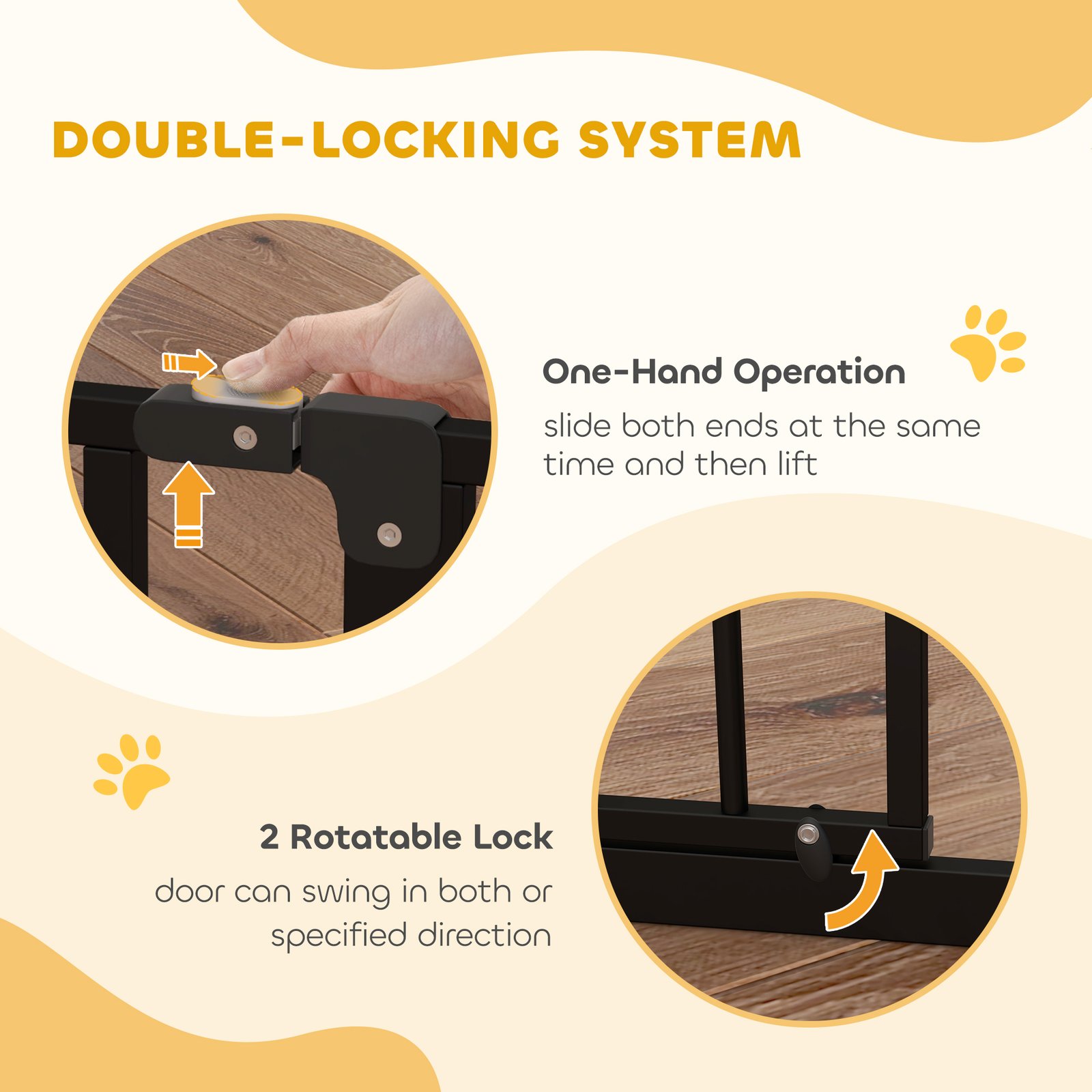 Extra Wide Dog Safety Gate, with Door Pressure, for Doorways, Hallways, Staircases - Black - Image 5