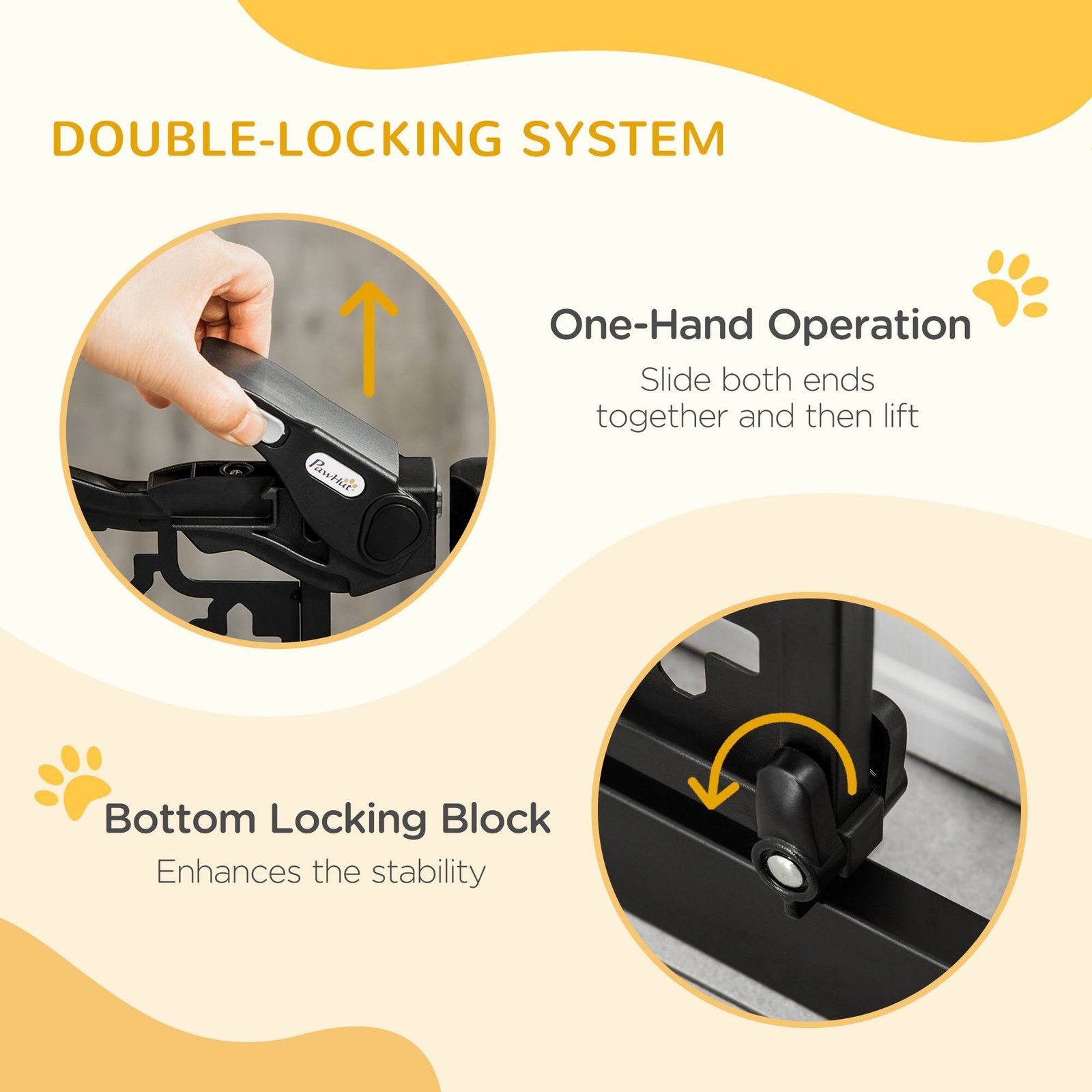 74-80 cm Pressure Fit Safety Gate for Doorways and Staircases, Dog Gate, Pet Barrier for Hallways with Auto Close, Double Locking