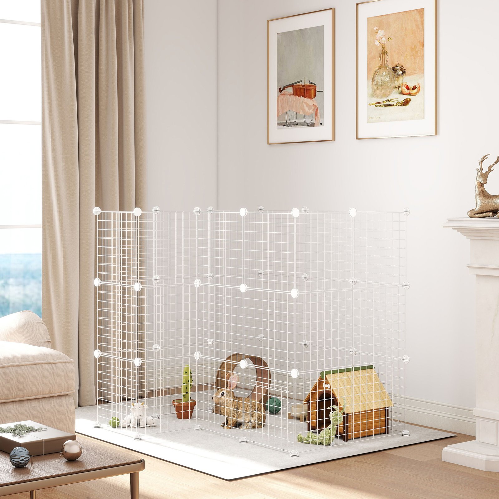 DIY 36 Panel Pet Playpen Metal Wire Fence for Chinchilla, Hedgehog, Bunny, Indoor, Outdoor Use, White - Image 8