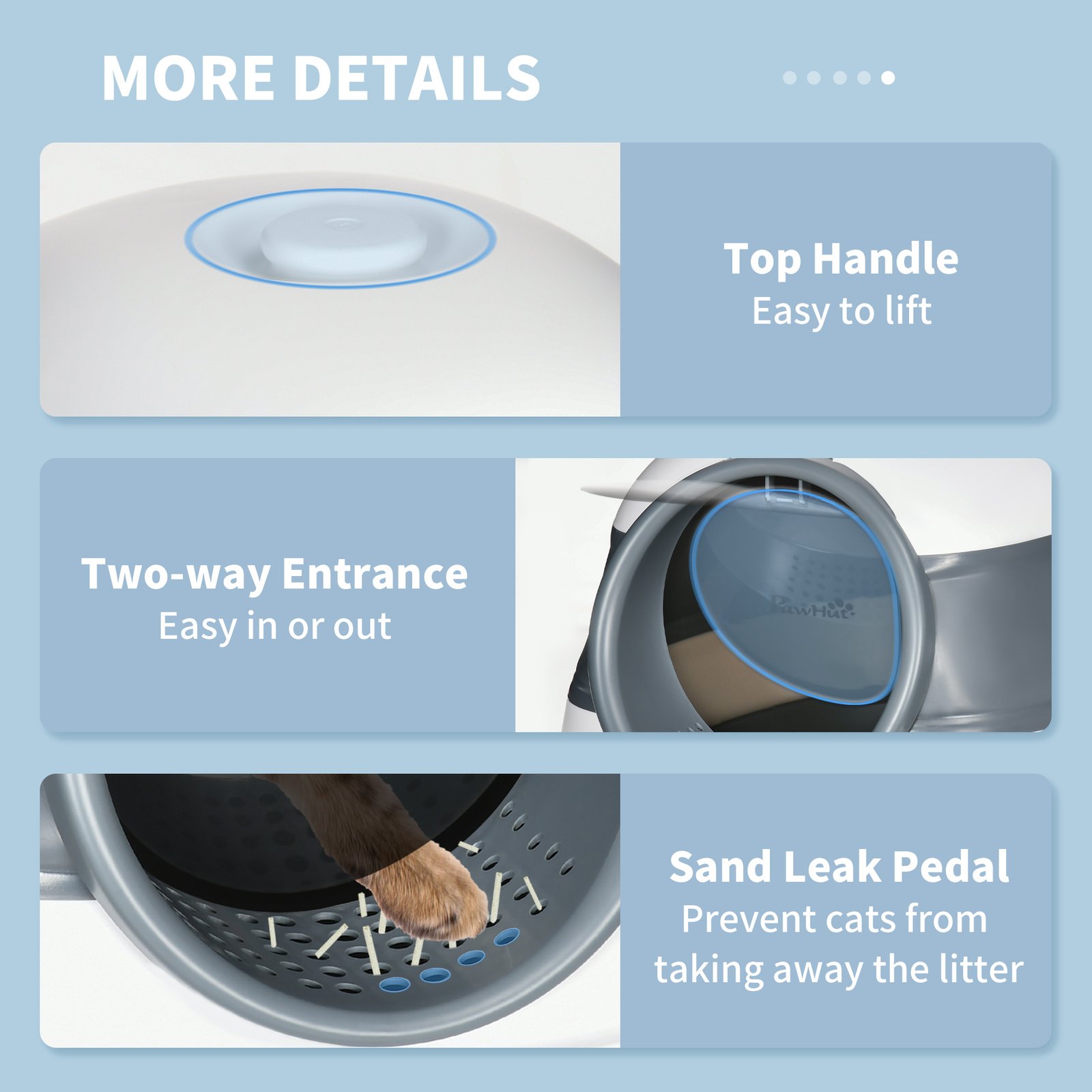 Foldable Cat Litter Tray with Lid, Deodorant, Scoop, White