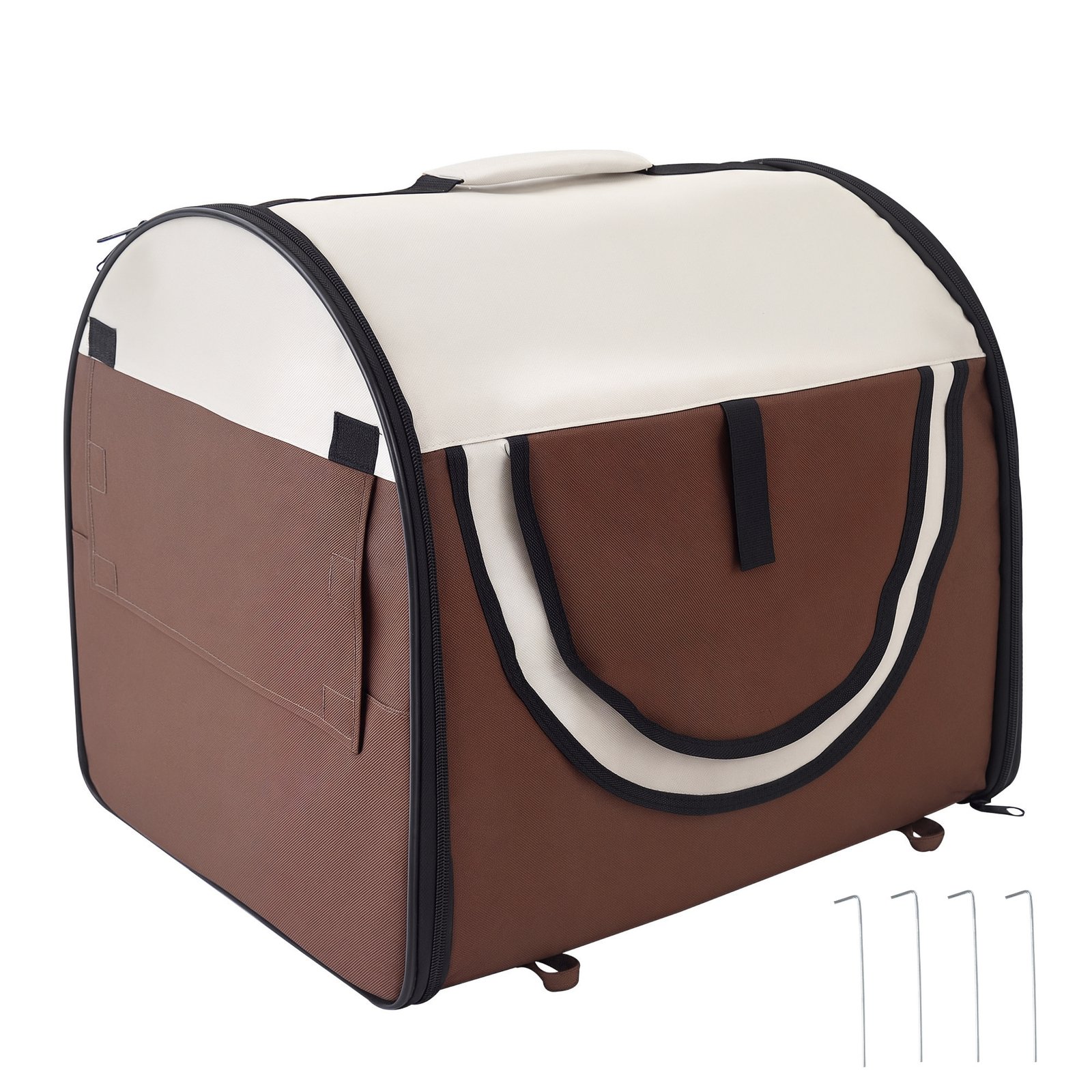 Folding Fabric Soft Pet Crate, 46Lx36Wx41H cm - Brown