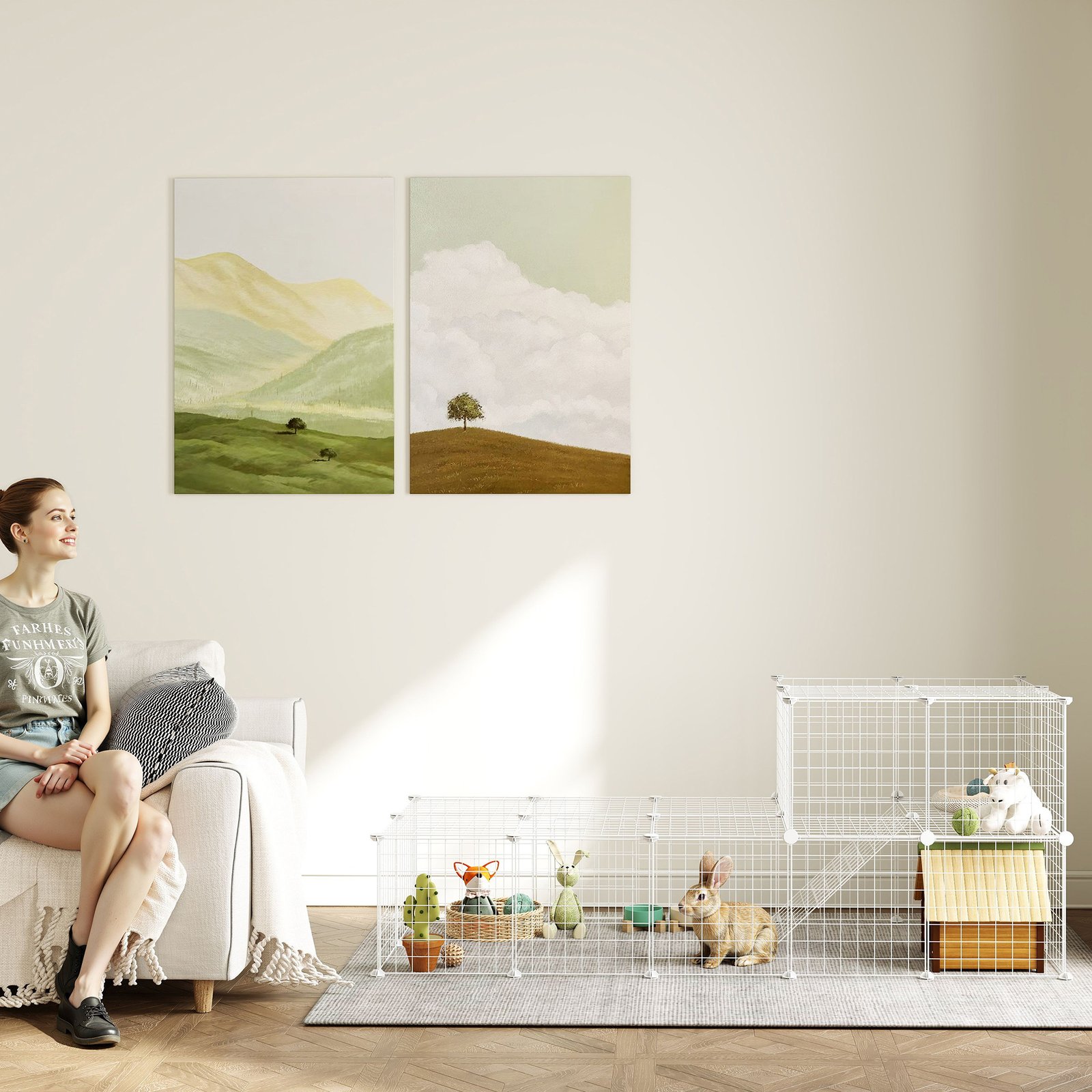 DIY 36 Panel Pet Playpen Metal Wire Fence for Chinchilla, Hedgehog, Bunny, Indoor, Outdoor Use, White - Image 7