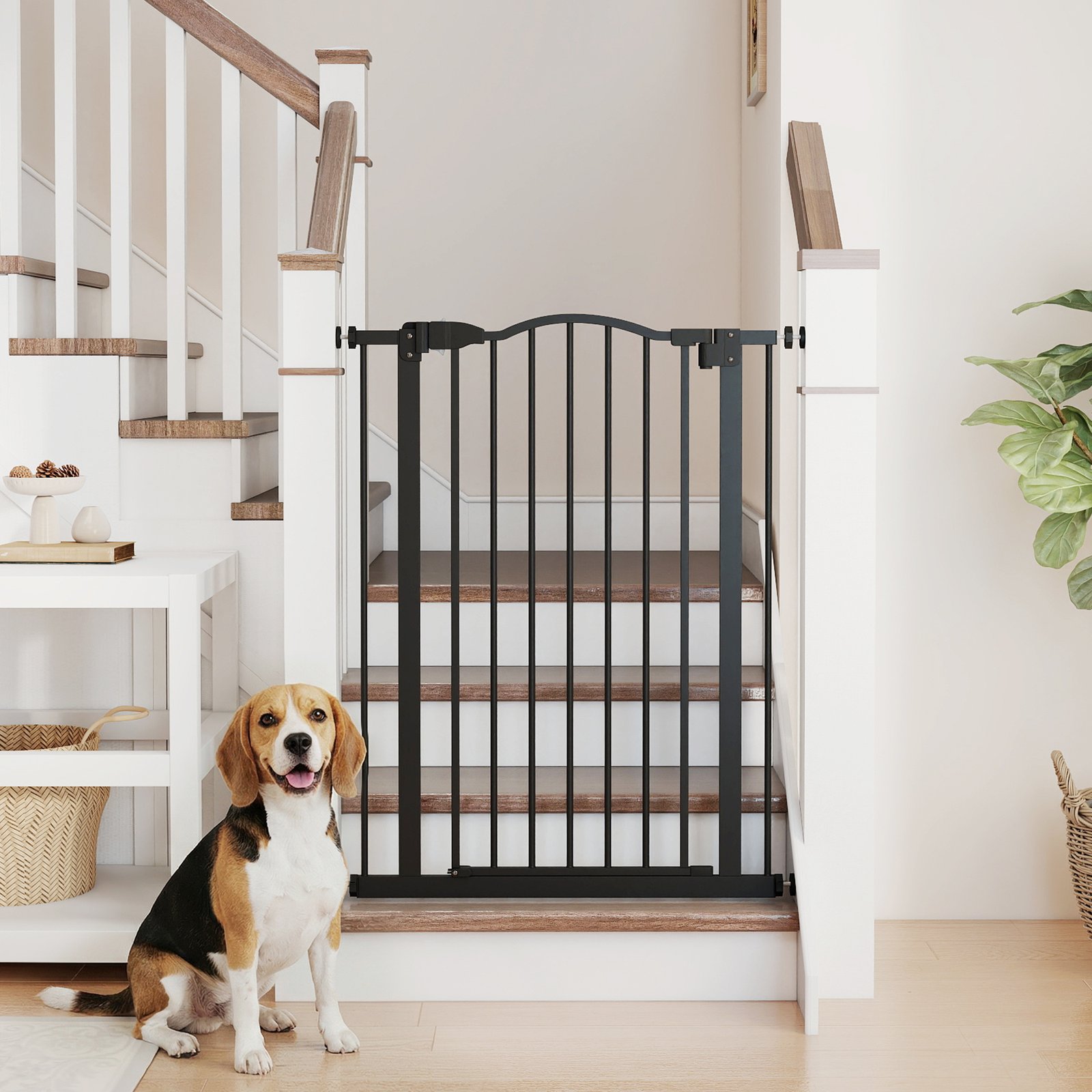 Pressure Fit Dog Stair Gate No Drilling Safety Gate Auto Close for Doorways, Hallways, 74-80cm Adjustable, 94cm Tall, Black - Image 9
