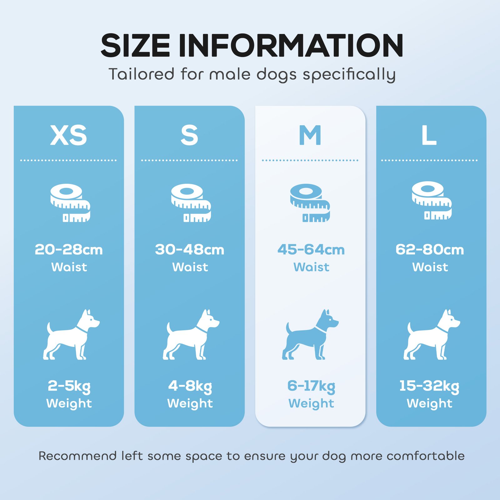 Dog Diapers Super Absorbent Leak-Proof Dog Nappies for Male Dogs Size M 45-64 cm Waist - Image 5