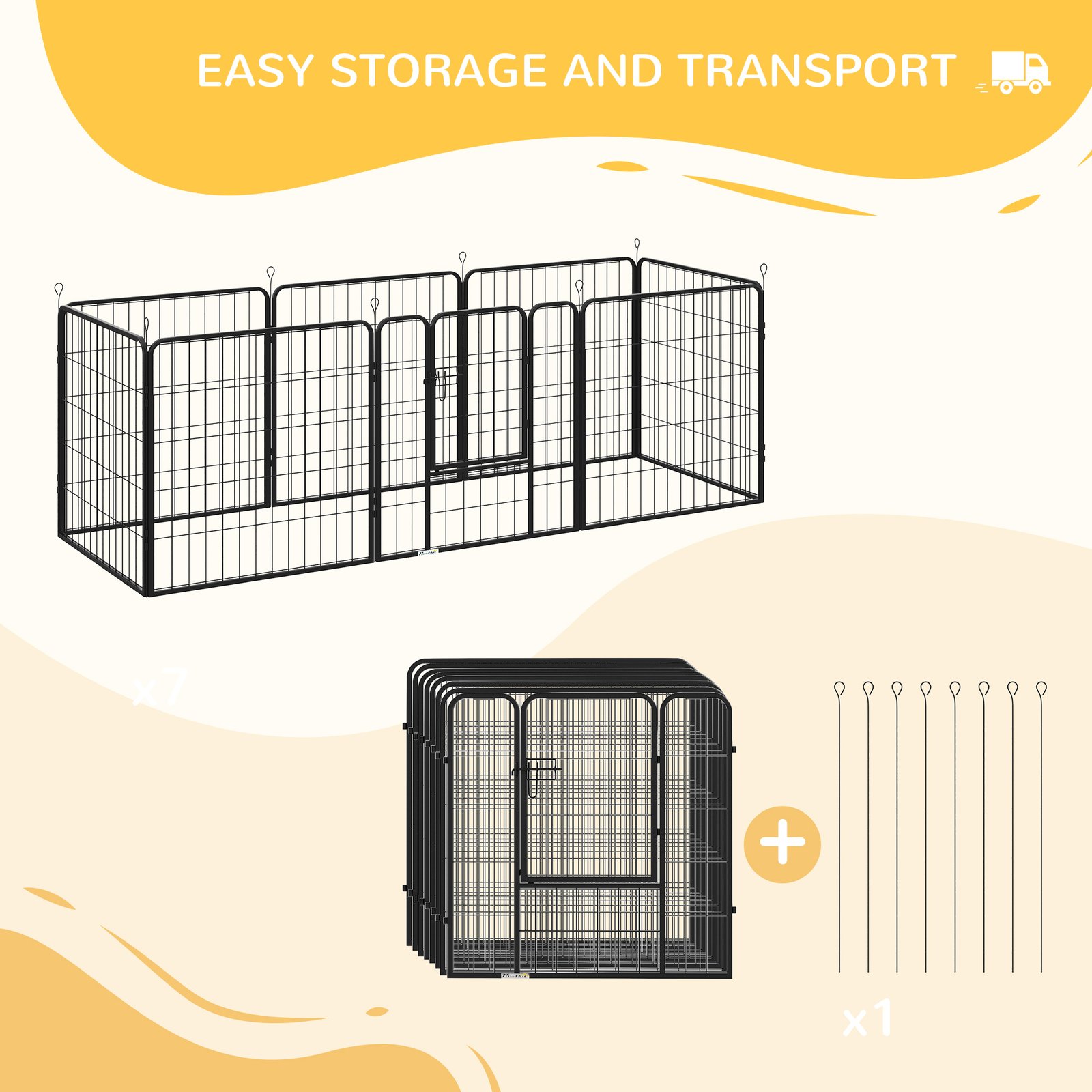 8 Panels Heavy Duty Puppy Playpen, for Small and Medium Dogs, Indoor and Outdoor Use - Black - Image 5