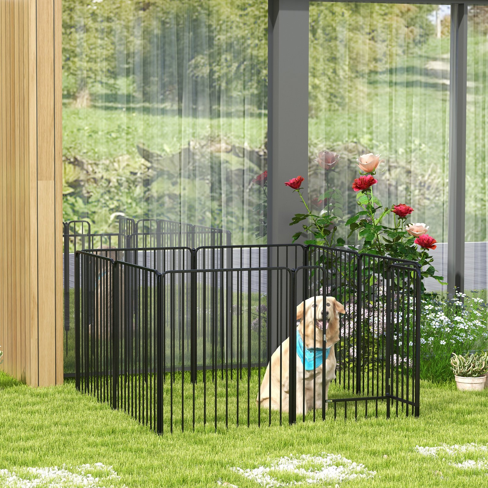 100cm 8 Panels Heavy Duty Dog Pen, Pet Playpen for Indoors, Outdoors, Small, Medium, Large Dogs