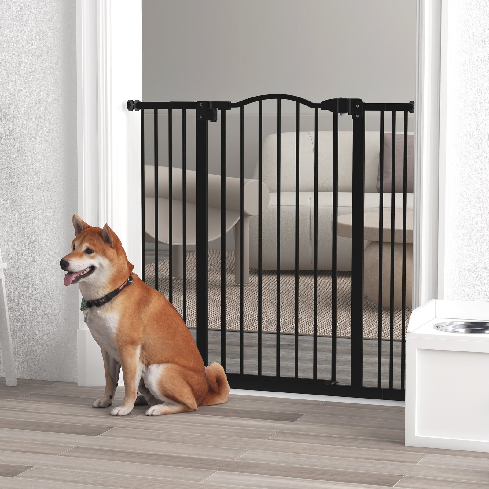 Pressure Fit Dog Stair Gate No Drilling Safety Gate Auto Close for Doorways, Hallways, 74-100cm Adjustable, 94cm Tall, Black - Image 9