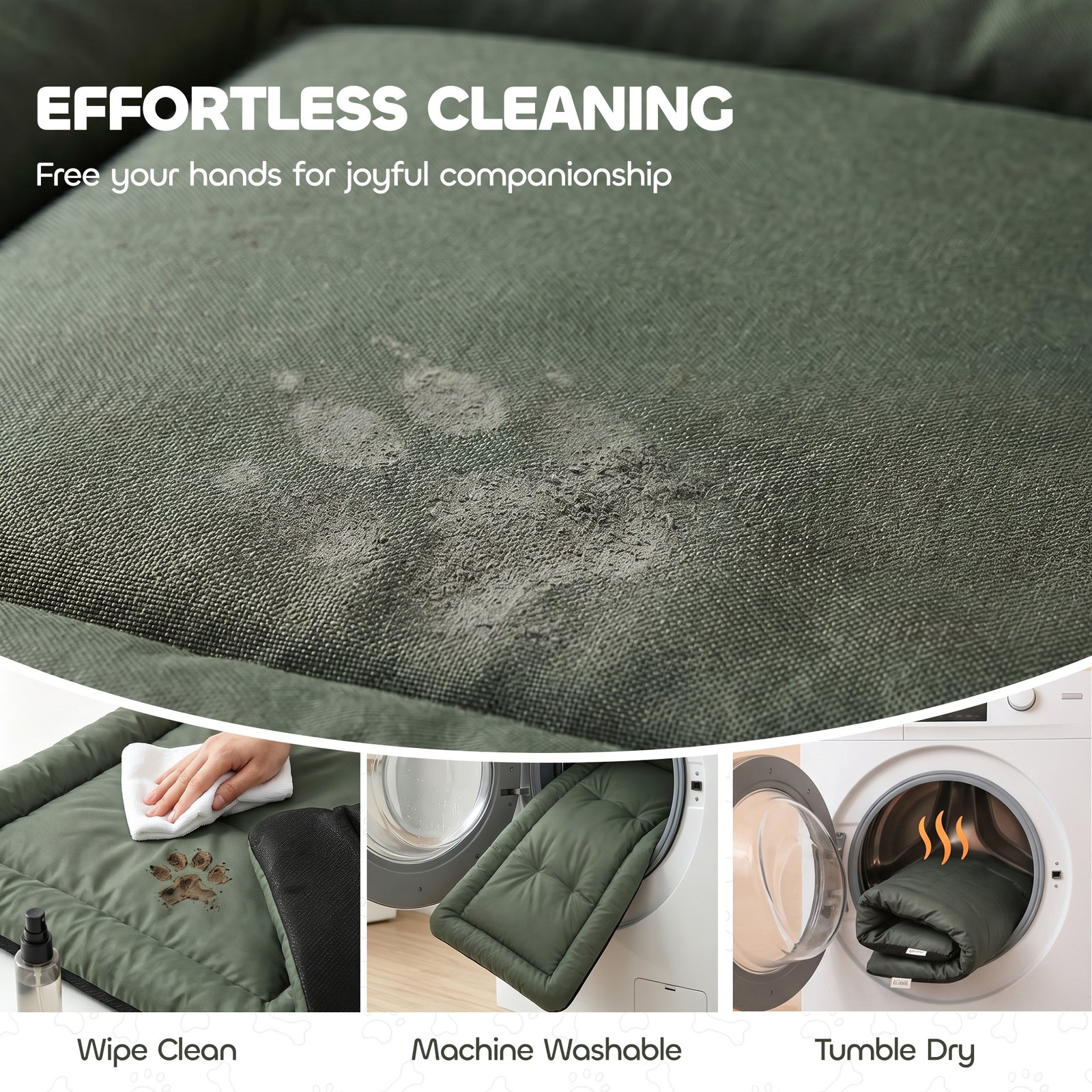 Waterproof Dog Bed, Foldable Pet Bed with Anti-Slip Bottom, Machine Washable for Large Dogs and Cats, 130 x 85 x 7 cm