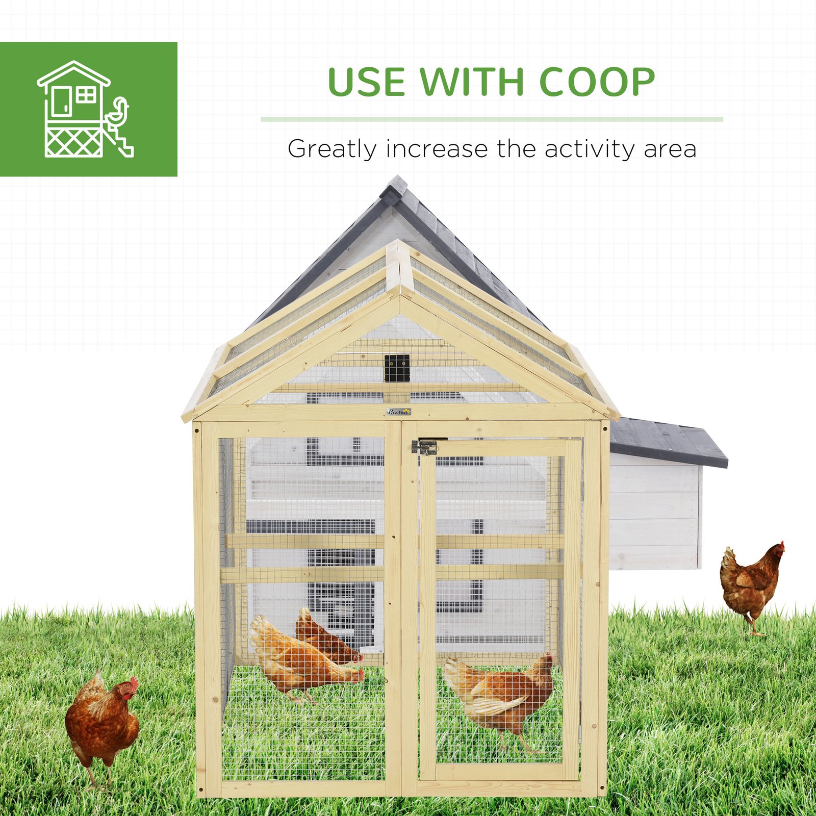 Large Chicken Run, Wooden Chicken coop, with Combinable Design - Natural Wood Finish - Image 6
