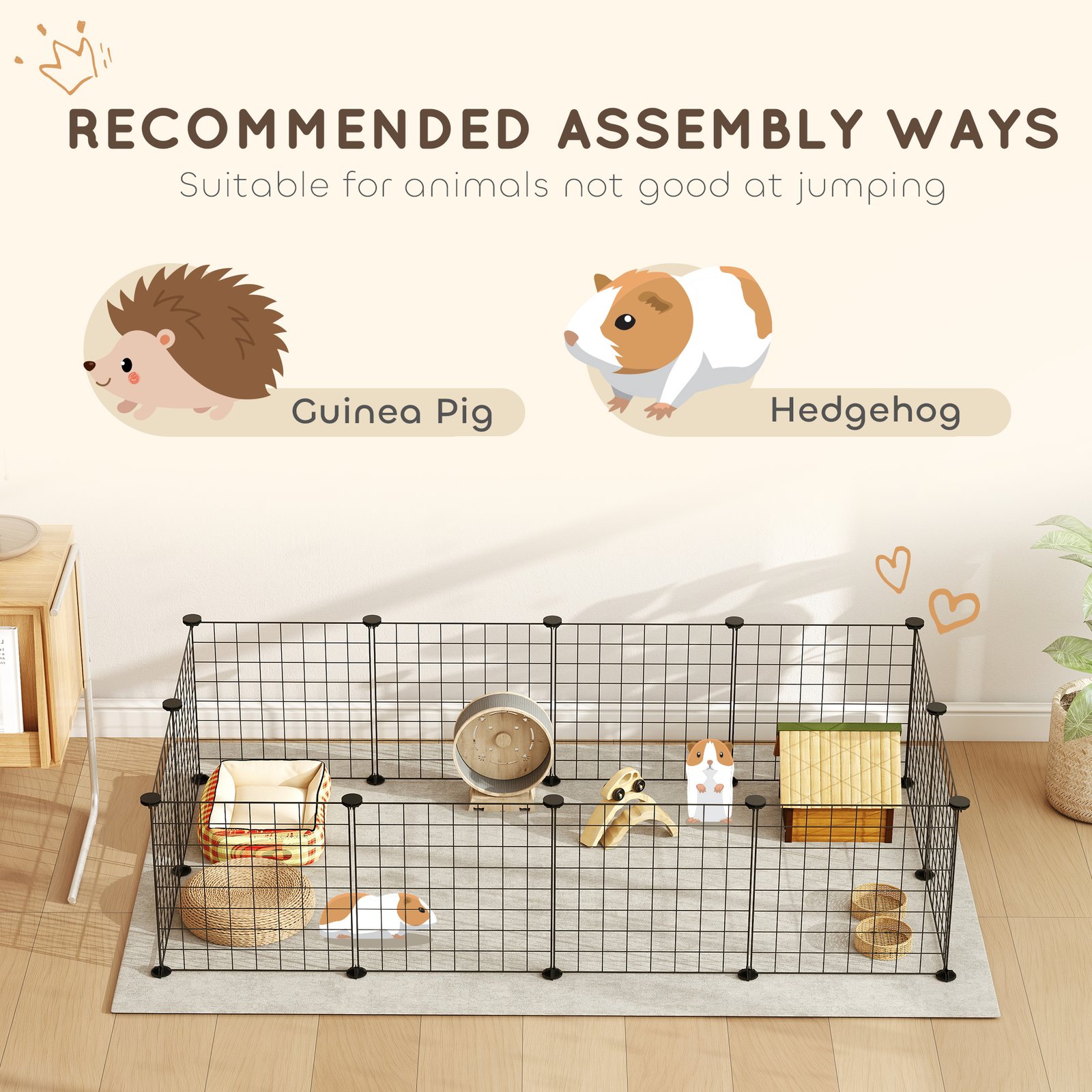 DIY Pet Playpen Metal Wire Fence 12 Panel Enclosure Indoor Outdoor Guinea Pig Bunny Small Animals Cage Black