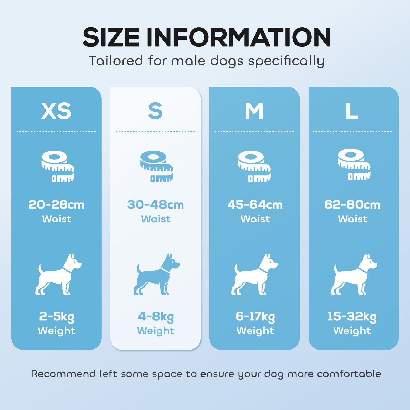 Dog Diapers Super Absorbent Leak-Proof Dog Nappies for Male Dogs Size S 30-48 cm Waist - Image 5