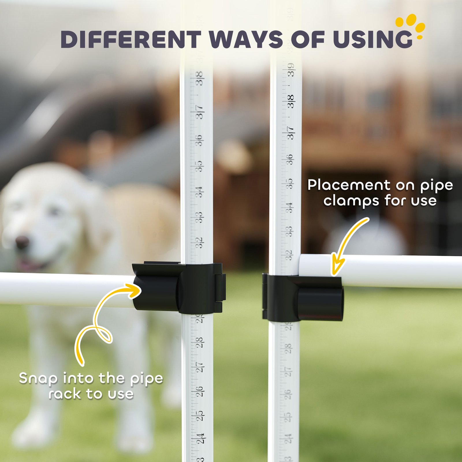 4 Pieces Dog Agility Training Equipment, Adjustable Height Jumps Hurdle with Carrying Bag for Outdoor, White