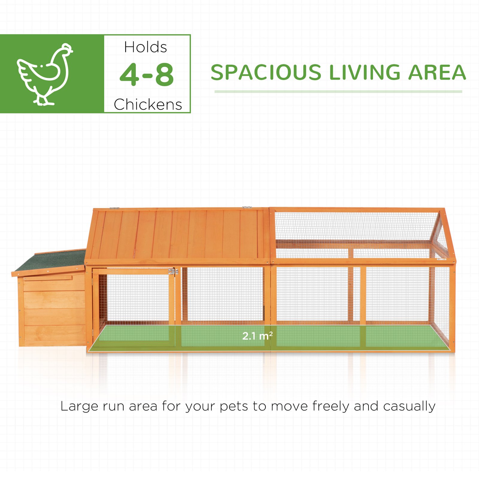 Wooden Chicken Coop with Nesting Box, Openable Roof, for 4-8 Chickens, Nature Wood