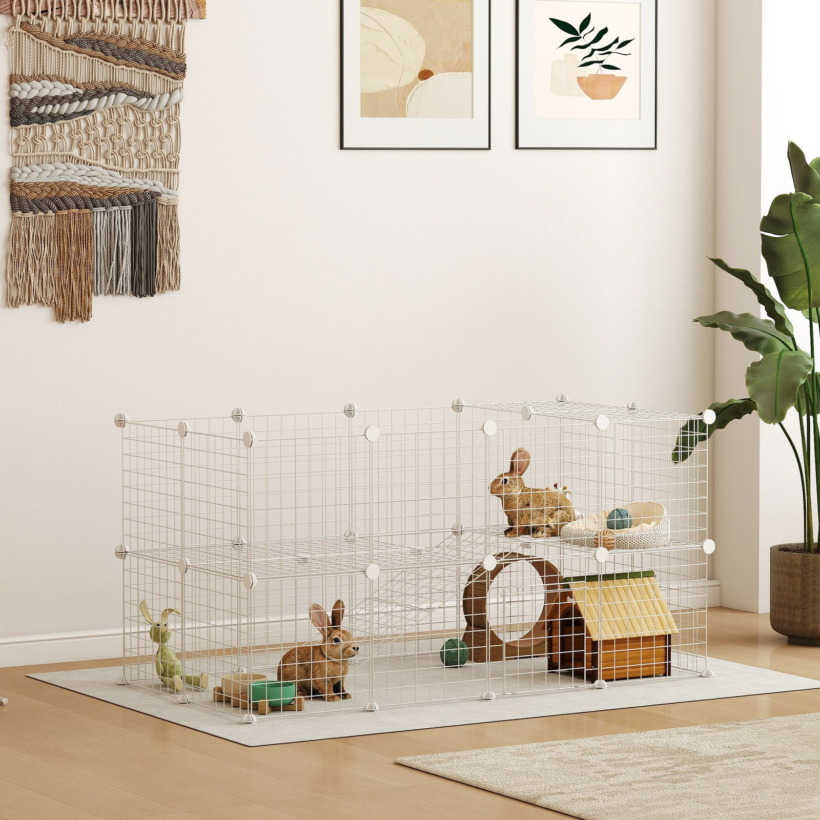 DIY 36 Panel Pet Playpen Metal Wire Fence for Chinchilla, Hedgehog, Bunny, Indoor, Outdoor Use, White - Image 9