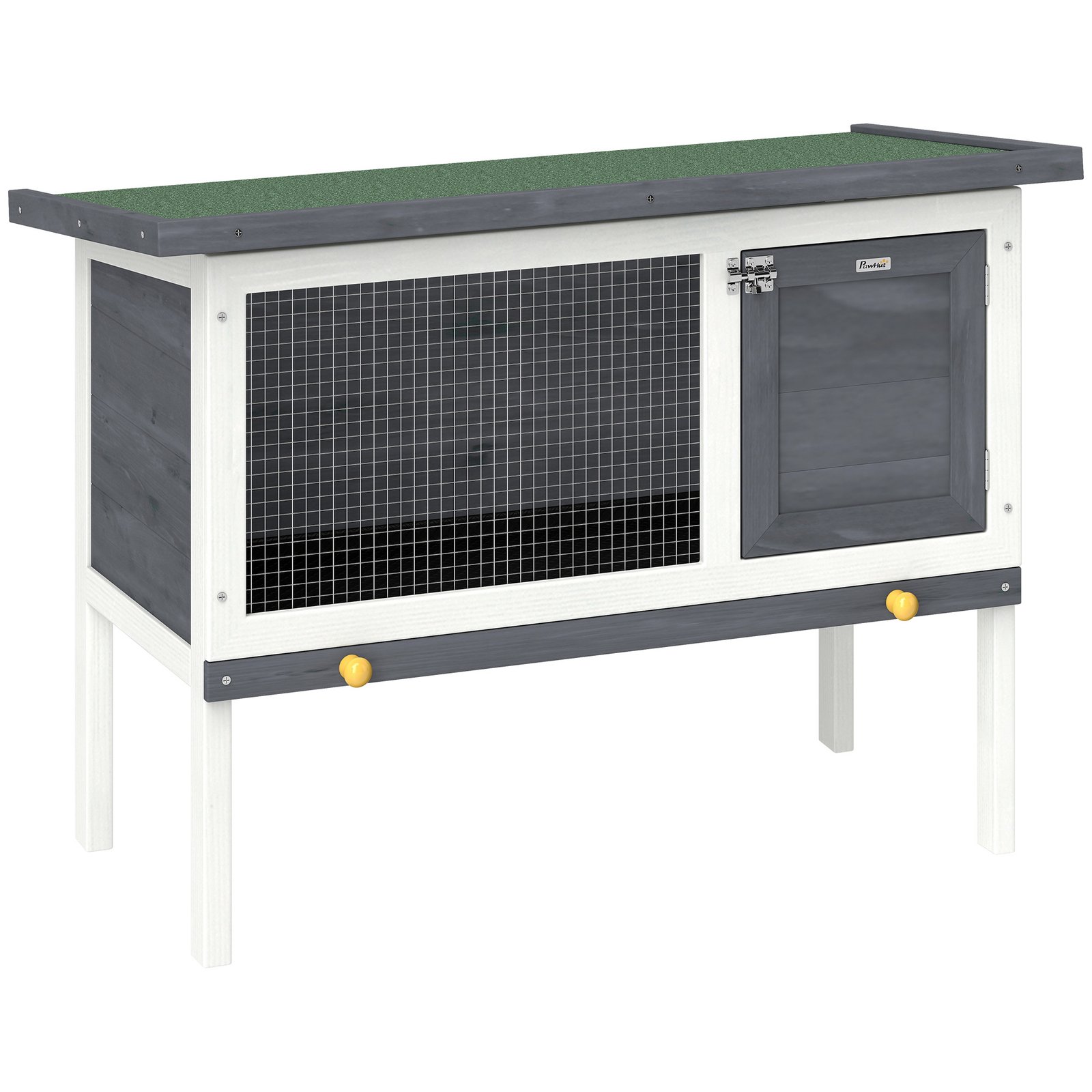 Wooden Rabbit Hutch, Guinea Pig Hutch with Asphalt Roof, Outdoor Elevated Bunny House for Rabbits, Chinchillas