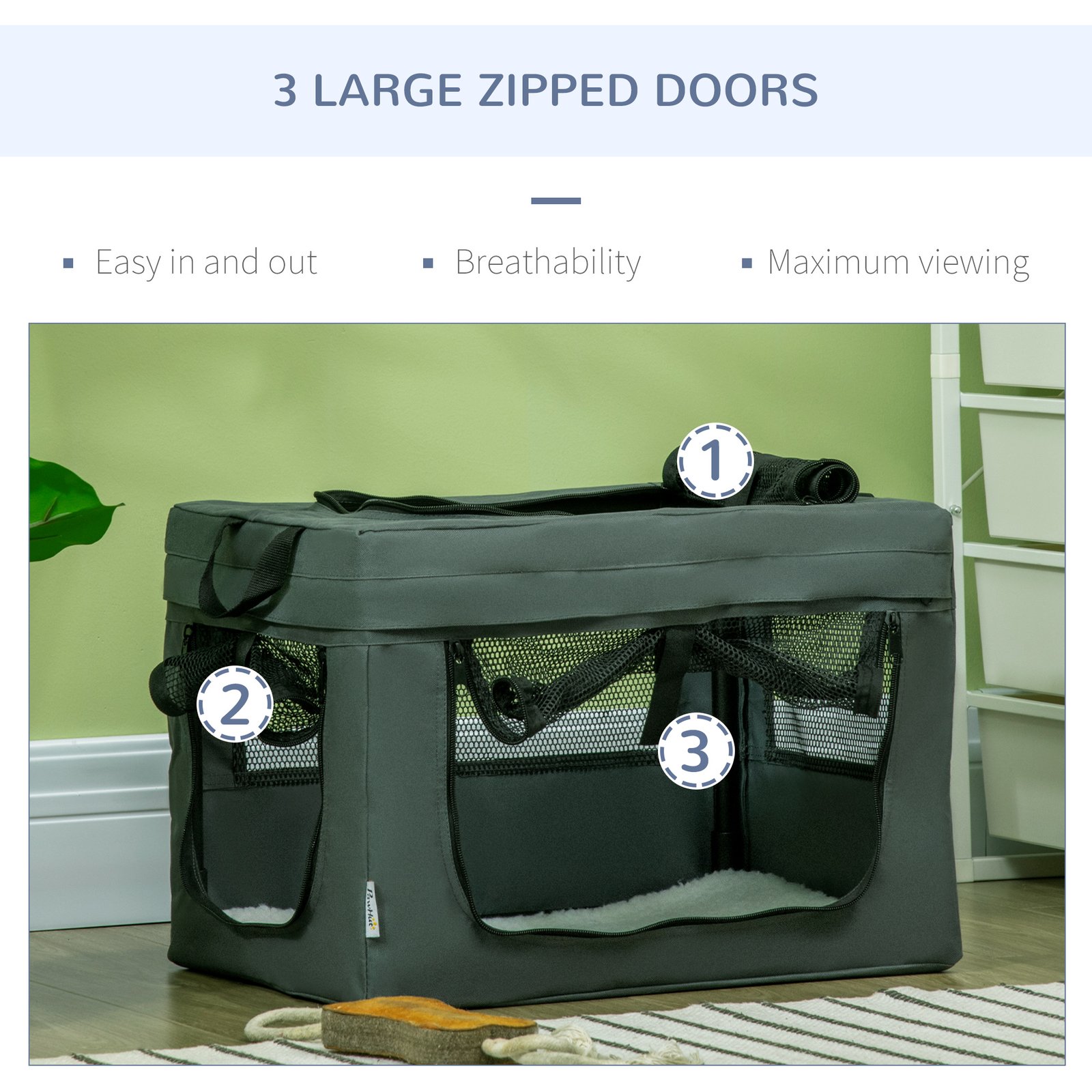 48.5cm Pet Carrier, with Cushion, for Miniature Dogs - Grey