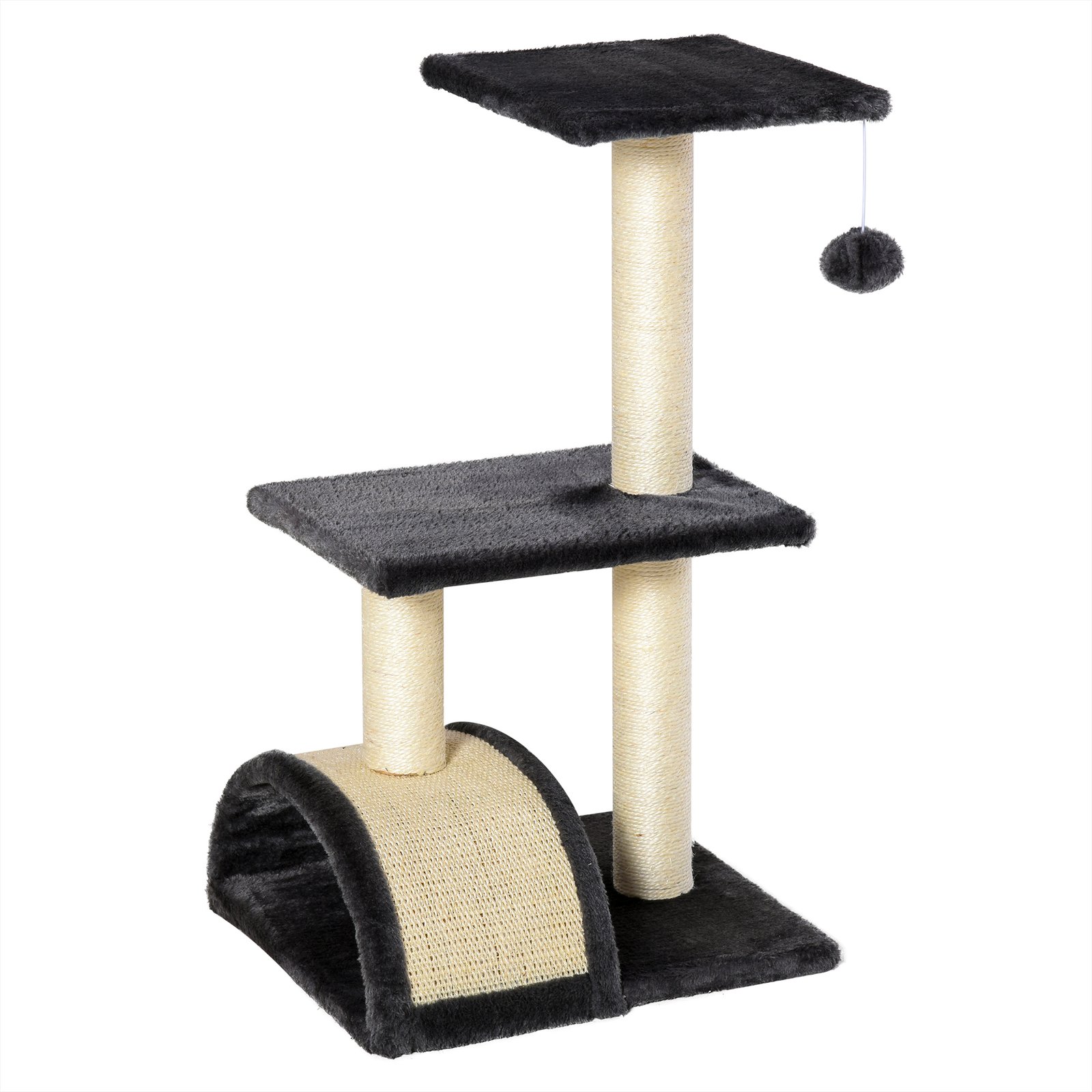 72cm Cat Tree with Scratching Post, Pad for Indoor Cats - Smoky Grey