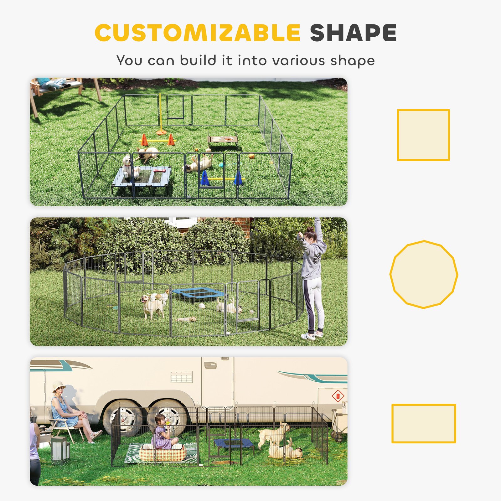16 Panels Heavy Duty Puppy Playpen, for Small and Medium Dogs, Indoor and Outdoor Use - Grey