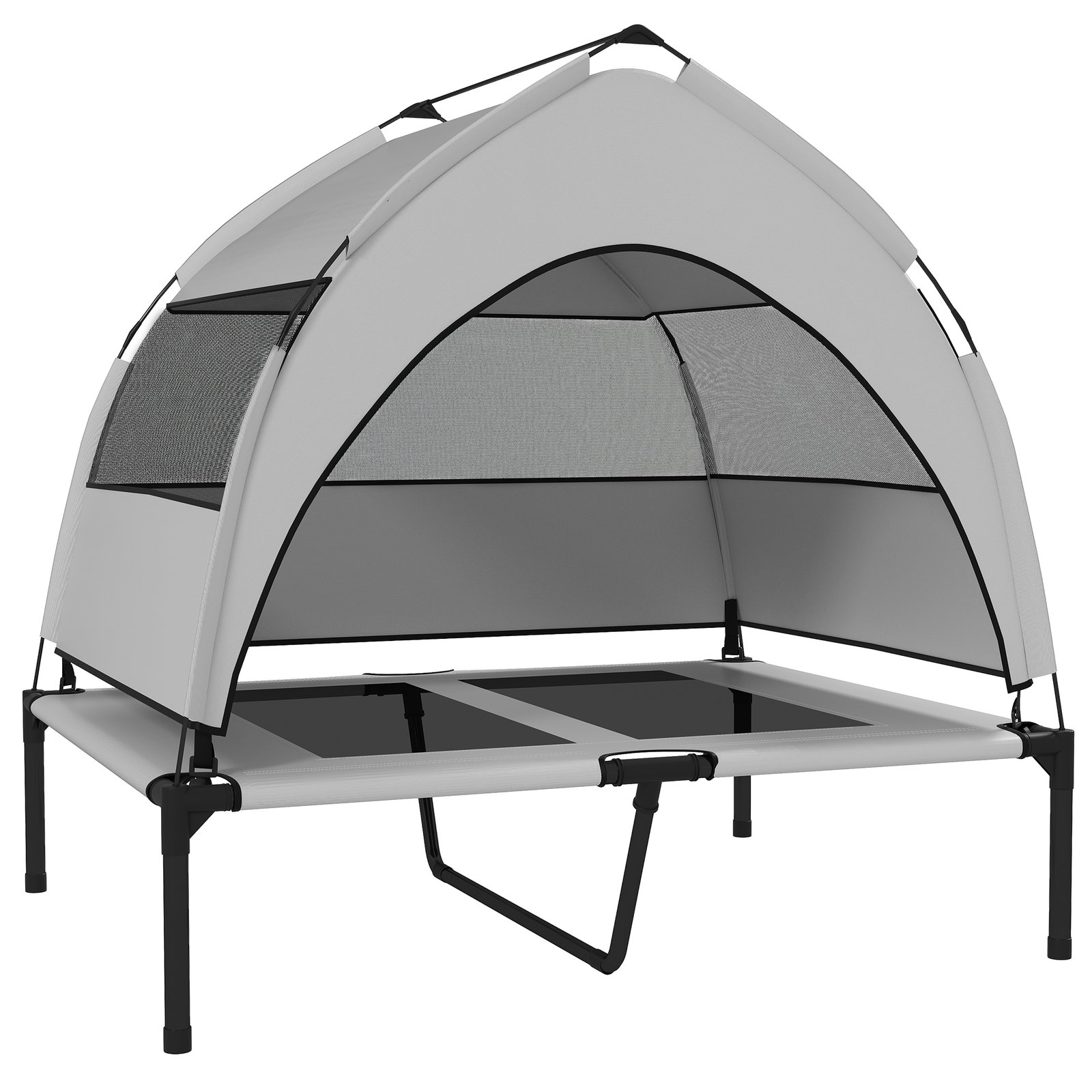 Portable Elevated Dog Bed with Removable Canopy, Cooling Raised Pet Cot for Medium Large Dogs, 92 x 75 x 85 cm