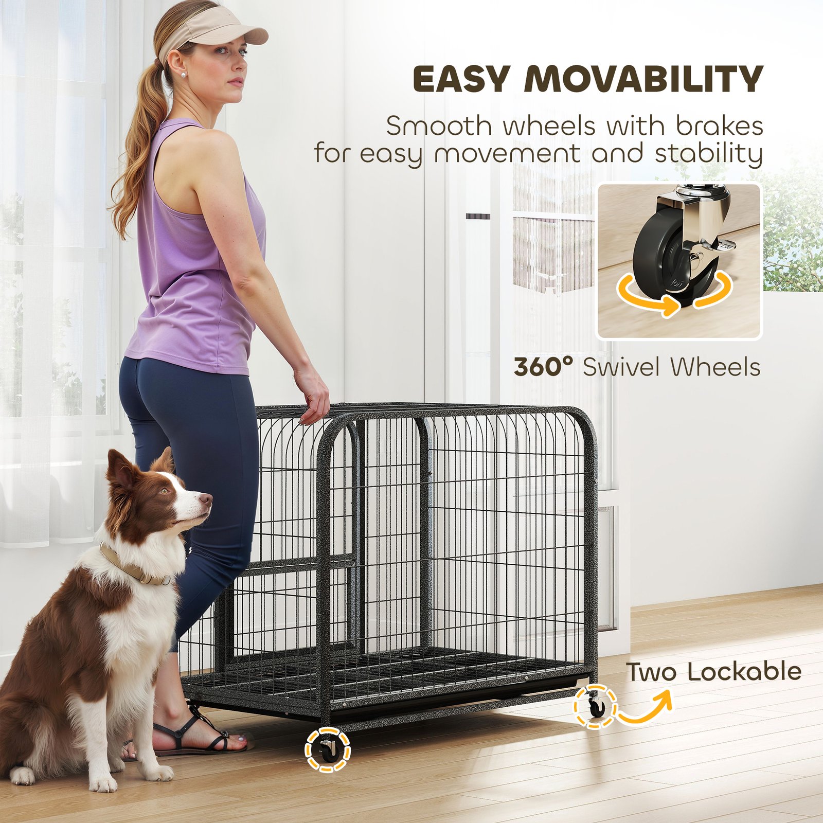 Heavy Duty Dog Crate,93 x 58 x 76 cm, Large Dog Cage for Small to Medium Breeds - Image 8