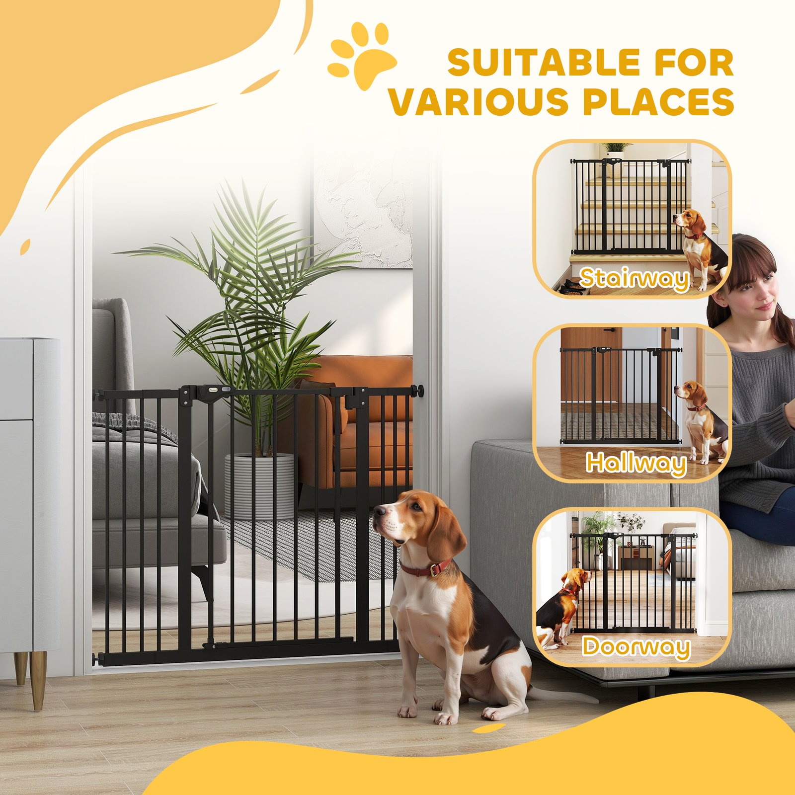 Adjustable Safety Gate w/ Two Extensions, Four Adjustable Screws, Black - Image 8