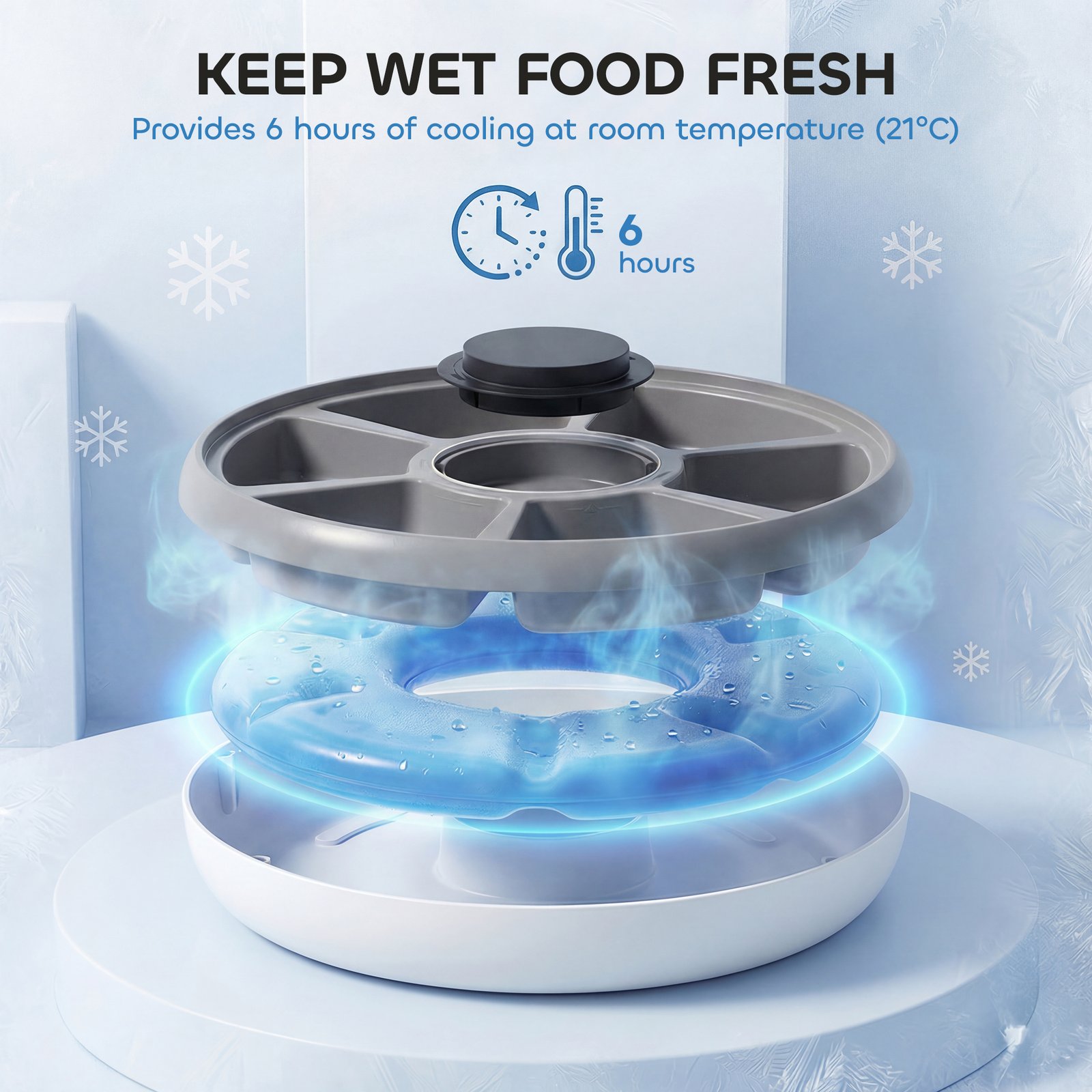Automatic Cat Feeder Programmable Timer for Dry Wet Food Cat Food Dispenser with Ice Pack for 6 Meals