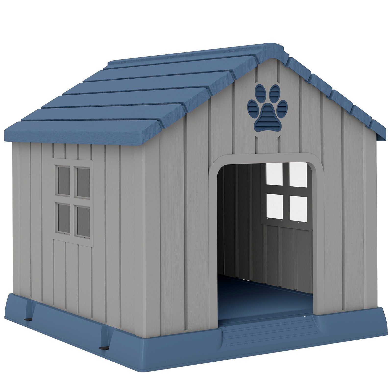 Dog Kennel Outdoor for Medium Dogs, Waterproof Plastic Dog House for Garden, Patio, 85 x 79 x 82 cm, Grey