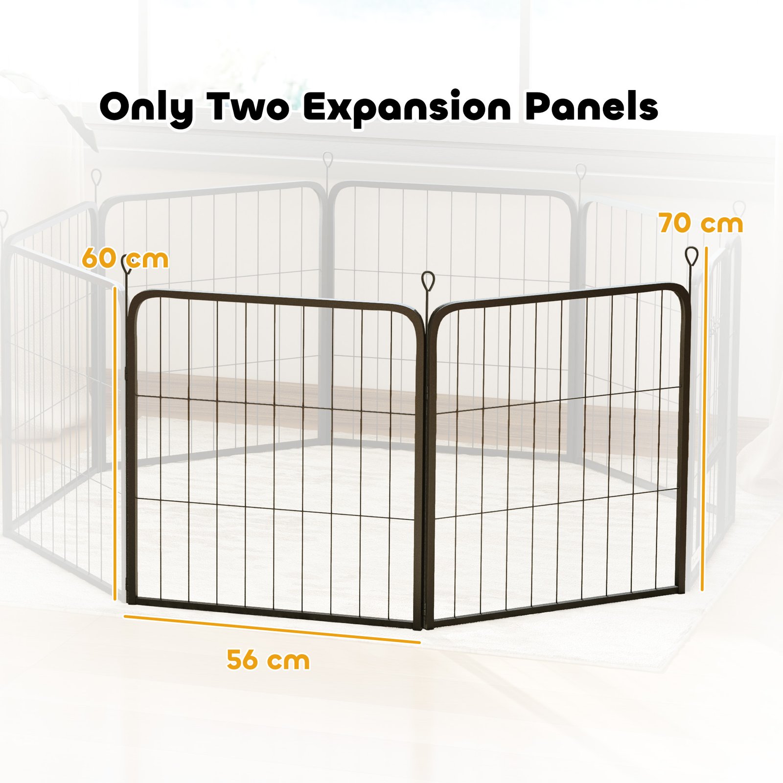 Two-Piece Dog Pen Expansion Pack for Small Dogs, 60cm Tall Animal Pen with Three Connecting Stakes