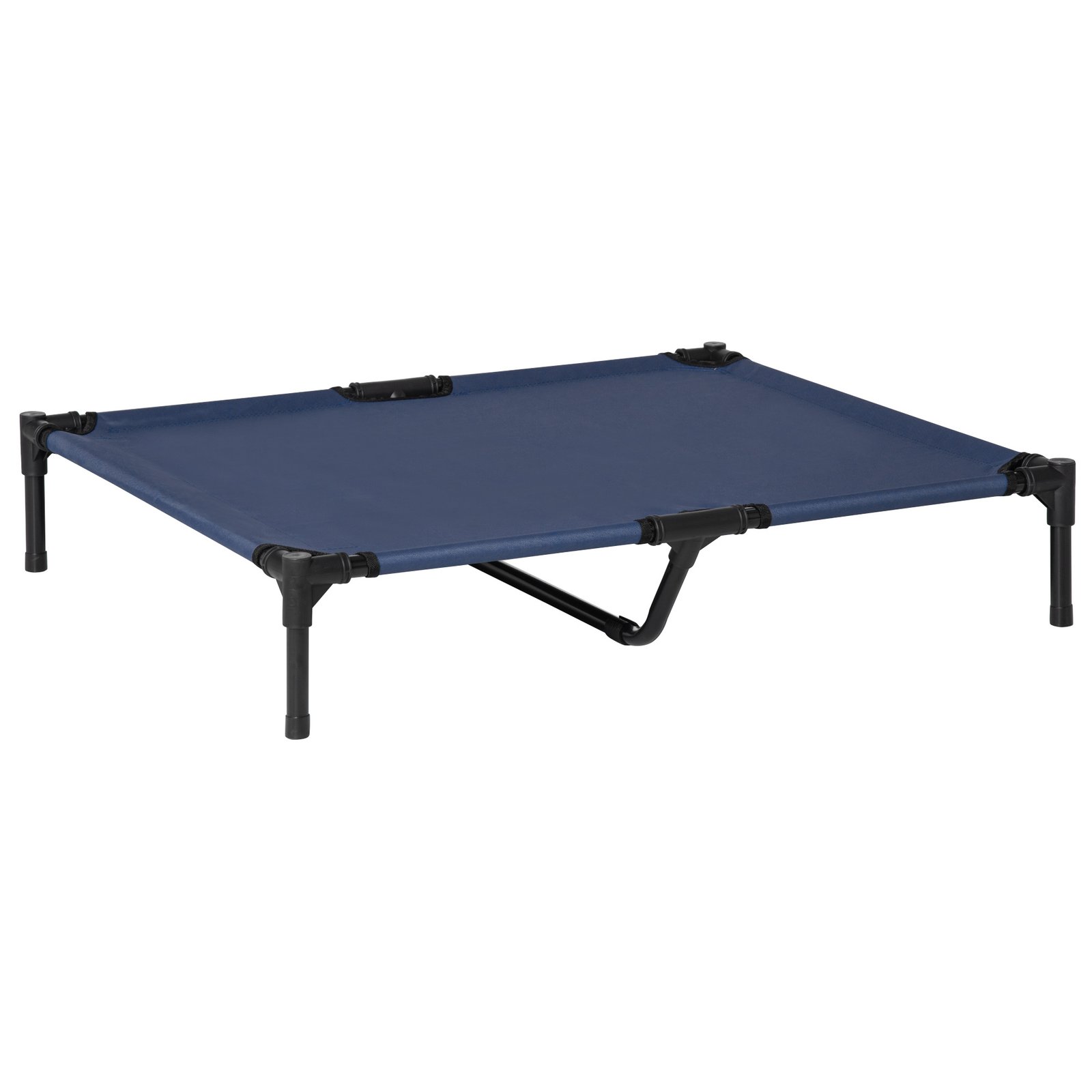 Raised Dog Bed Cat Elevated Lifted Portable Camping w/ Metal Frame Blue (Large)