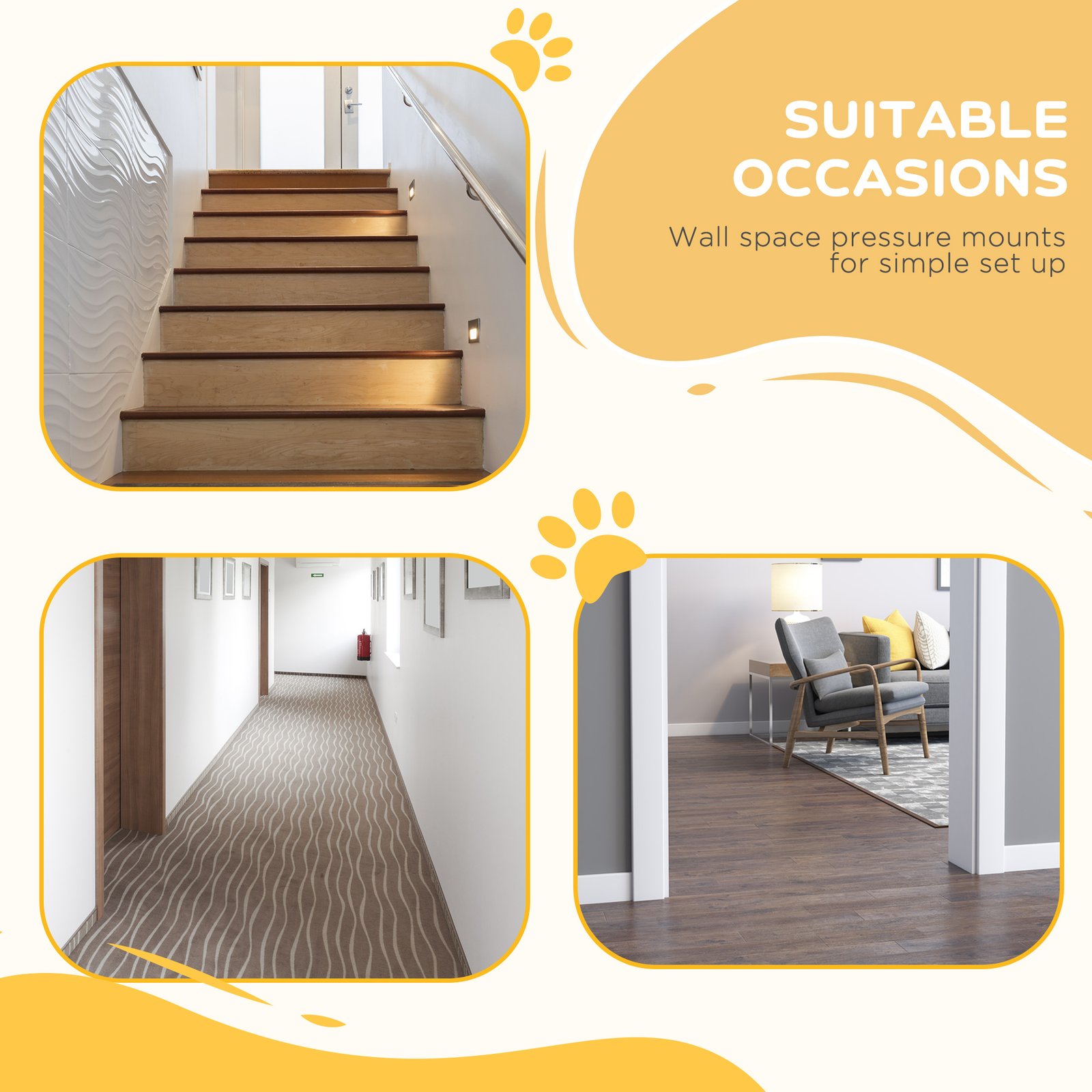 Pressure Fit Dog Stair Gate No Drilling Safety Gate Auto Close for Doorways, Hallways, 74-94cm Adjustable, 94cm Tall, Black - Image 6