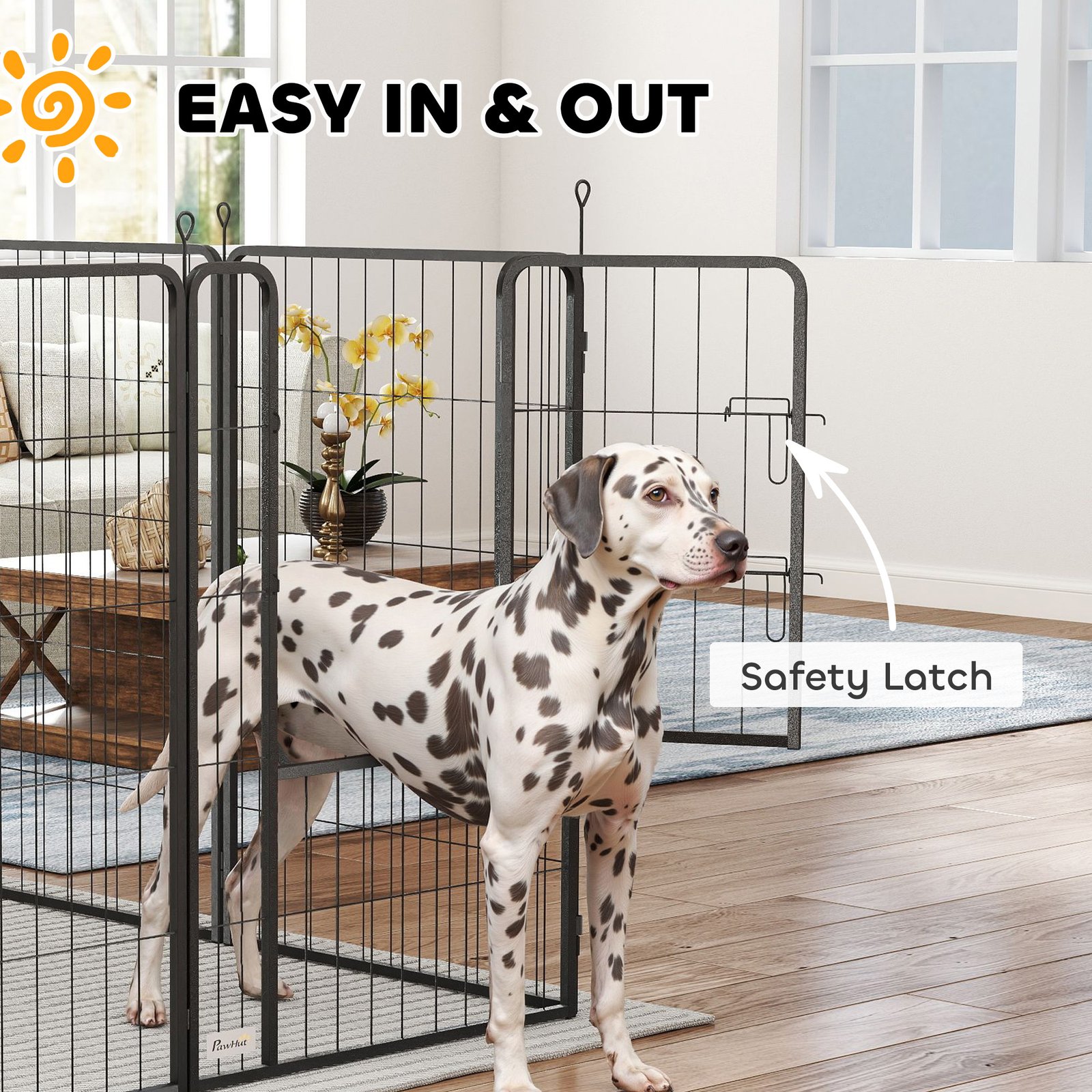 12-Panel Solid Dog Playpen with Doors, for Large Dogs, 100cm Tall, Black