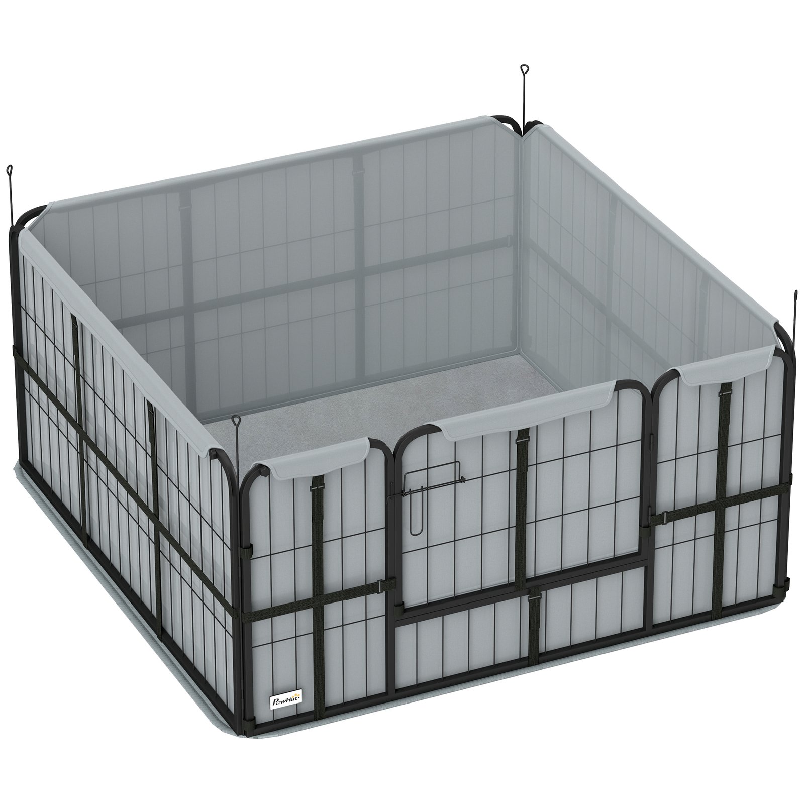 Steel Dog Whelping Box with Washable Whelping Pad, Wind-Resistant Cloth, for Small, Medium Dogs, 122 x 122 x 60cm