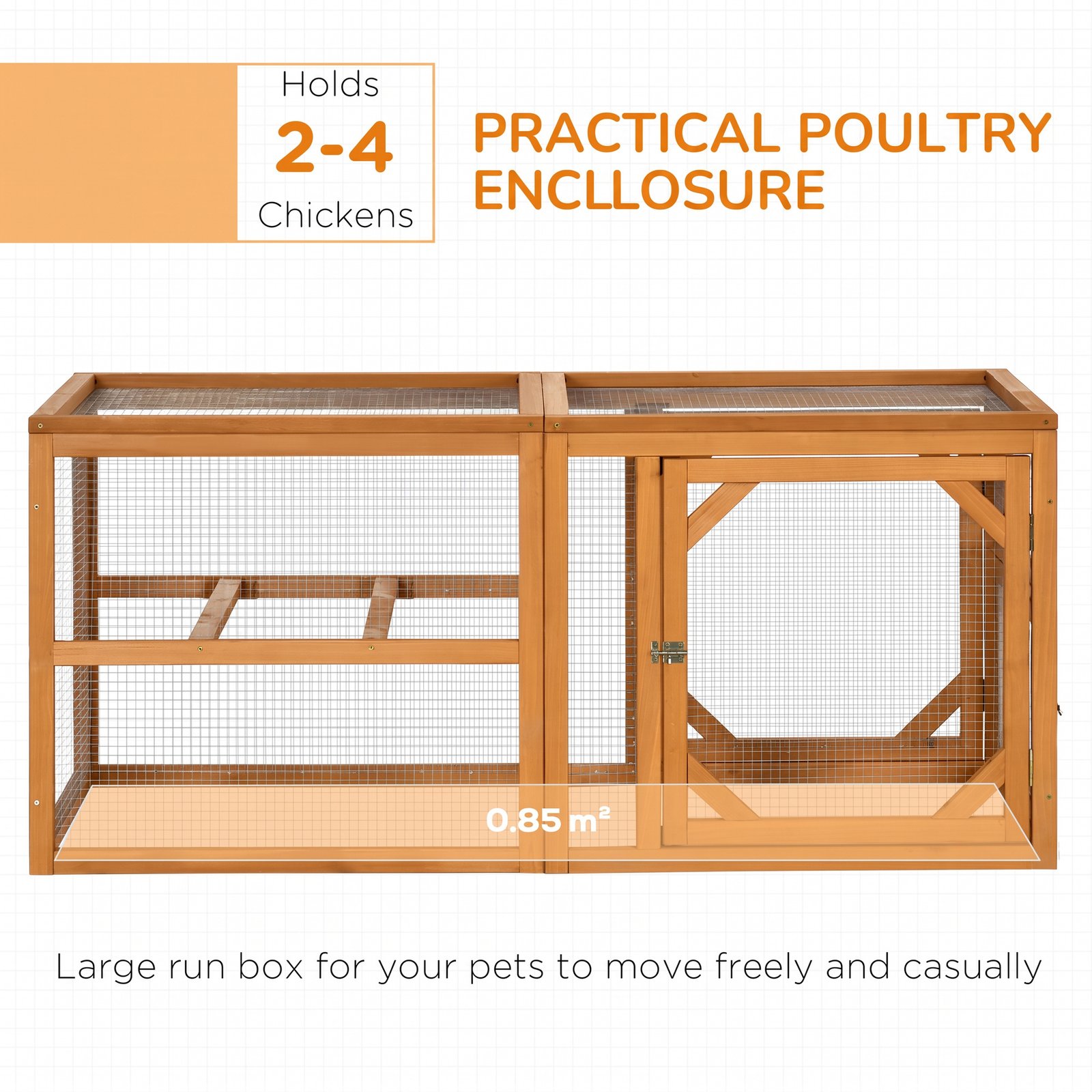 Wooden Chicken Coop with Perches, Doors, Combinable Design, for 2-4 Chickens - Natural Wood Colour