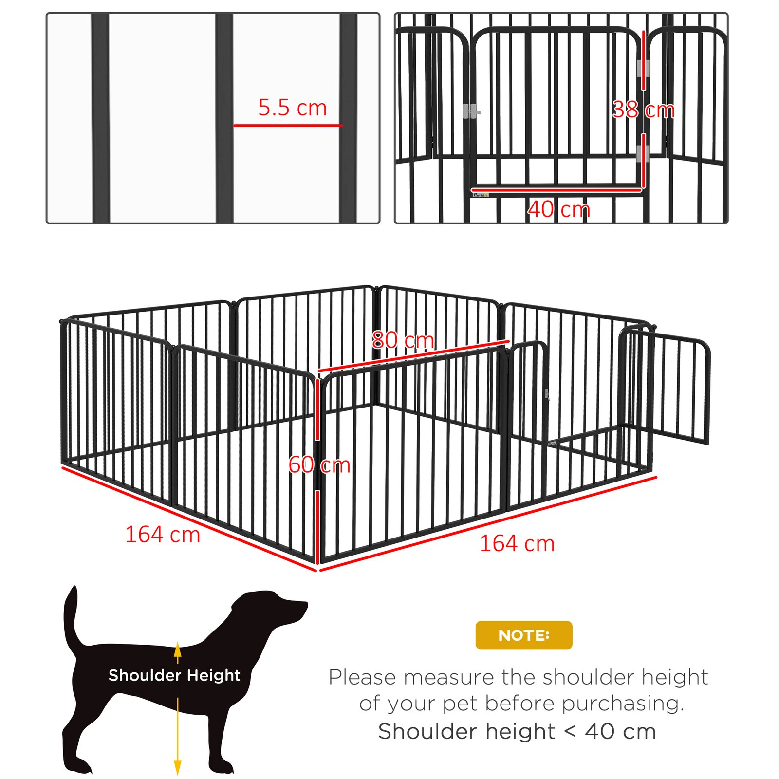 60cm 8 Panels Heavy Duty Dog Pen, Pet Playpen for Indoors, Outdoors, Small Dogs - Image 3